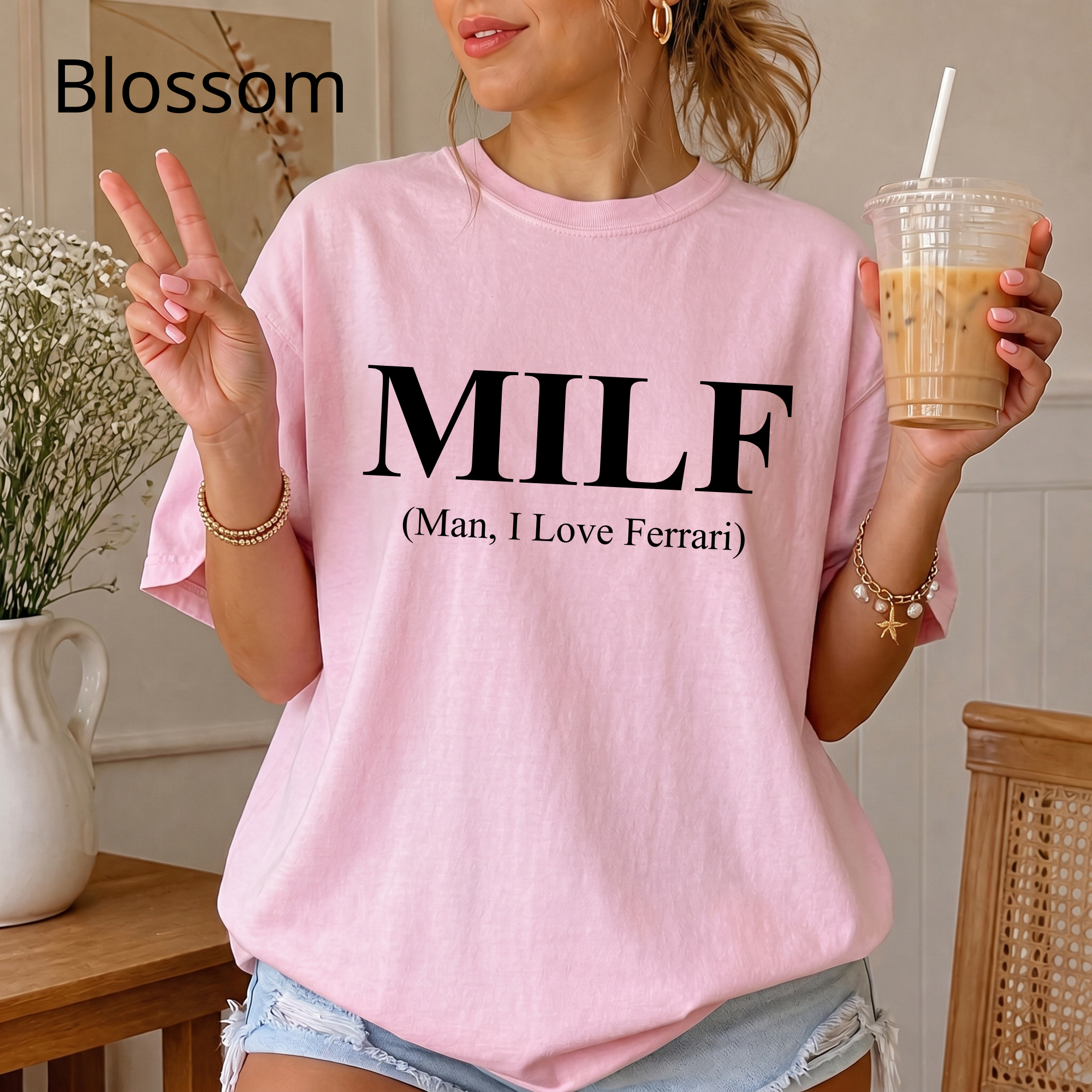 MILF Joke T-Shirt, "Man I Love Ferrari" Edgy Word Art Tee, Streetwear Graphic Shirt for Trolls, Funny Humor Top, Funny Quote Shirt