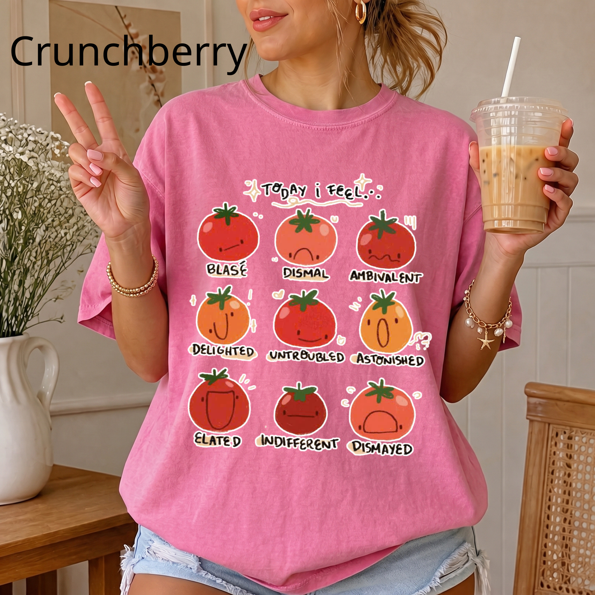 Tomato Mood Chart T-shirt | Kawaii Tomato Illustration, Food Pun Tee