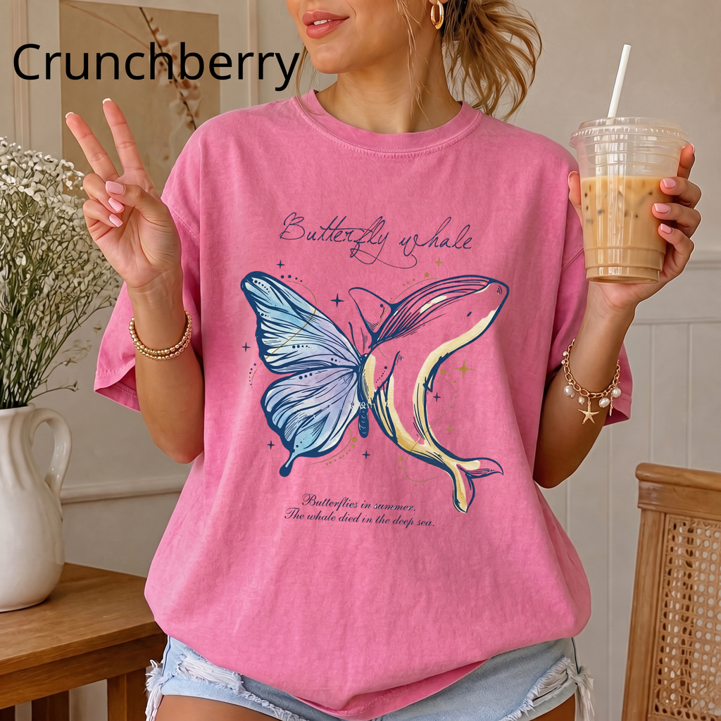 T‑Shirt — Butterfly Whale Illustration "the gift of whale" — Nature‑Inspired Graphic Tee