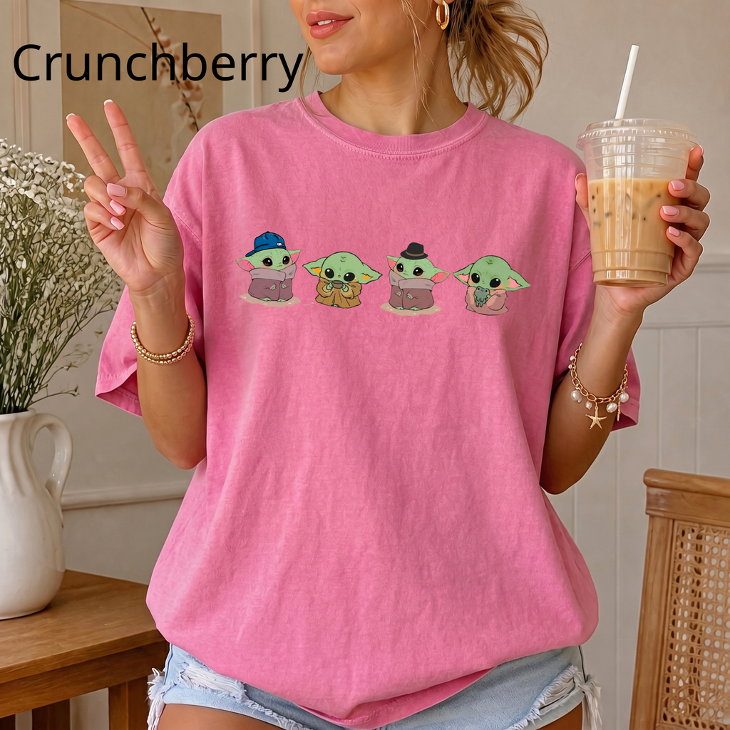 Comfort Color Baby Yoda Shirt, Alien Shirt, Funny Graphic Tee, Kawaii Cartoon T-Shirt, Space Lover Gift, Alien UFO Shirt