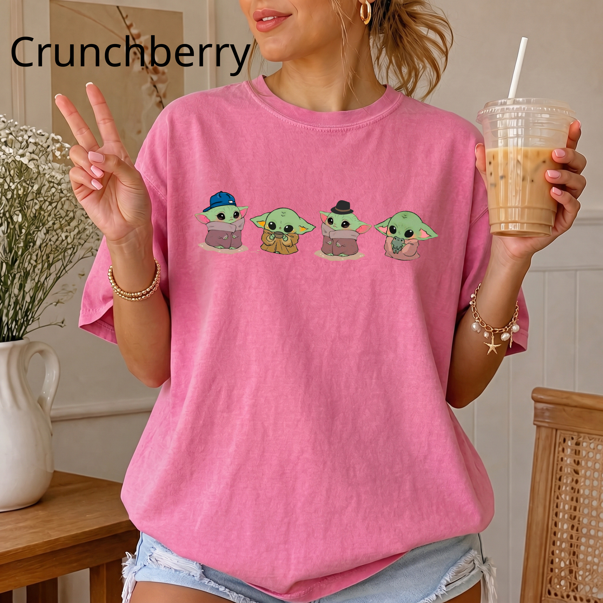 Comfort Color Baby Yoda Shirt, Alien Shirt, Funny Graphic Tee, Kawaii Cartoon T-Shirt, Space Lover Gift, Alien UFO Shirt