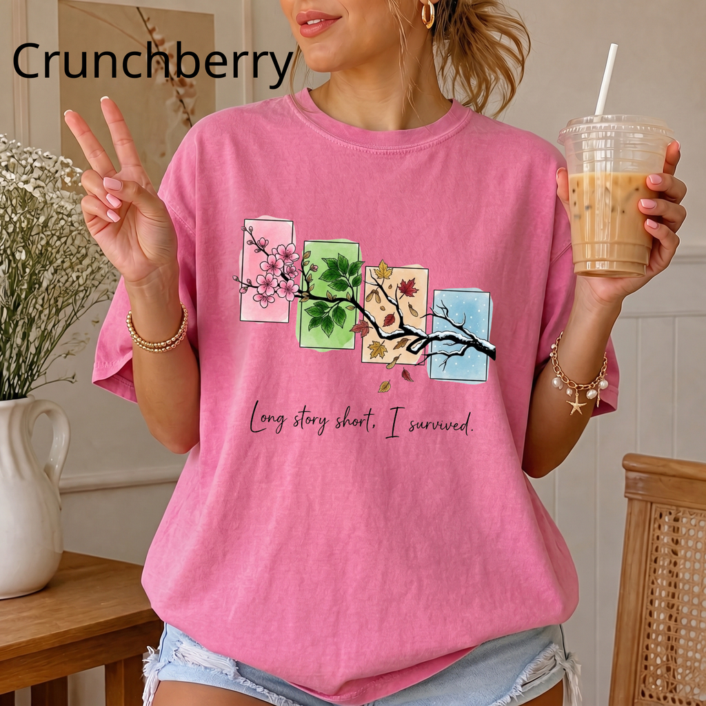 Long Story Short I Survived Shirt, Motivational Four Seasons Tree Tee, Inspirational Graphic T-Shirt