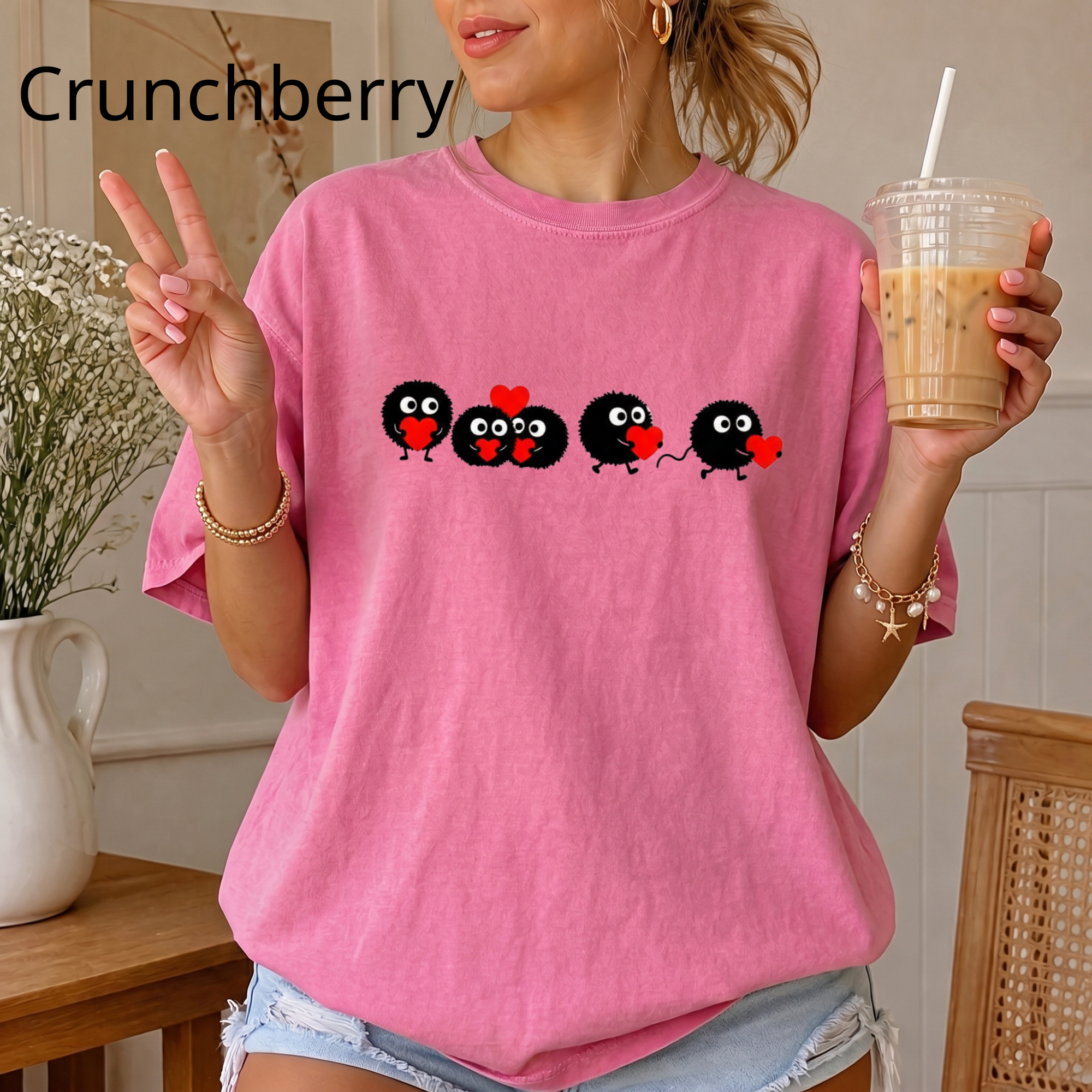Heart-Eyed Soot Sprite T-shirt | Studio Ghibli Inspired, Cute Minimal Design