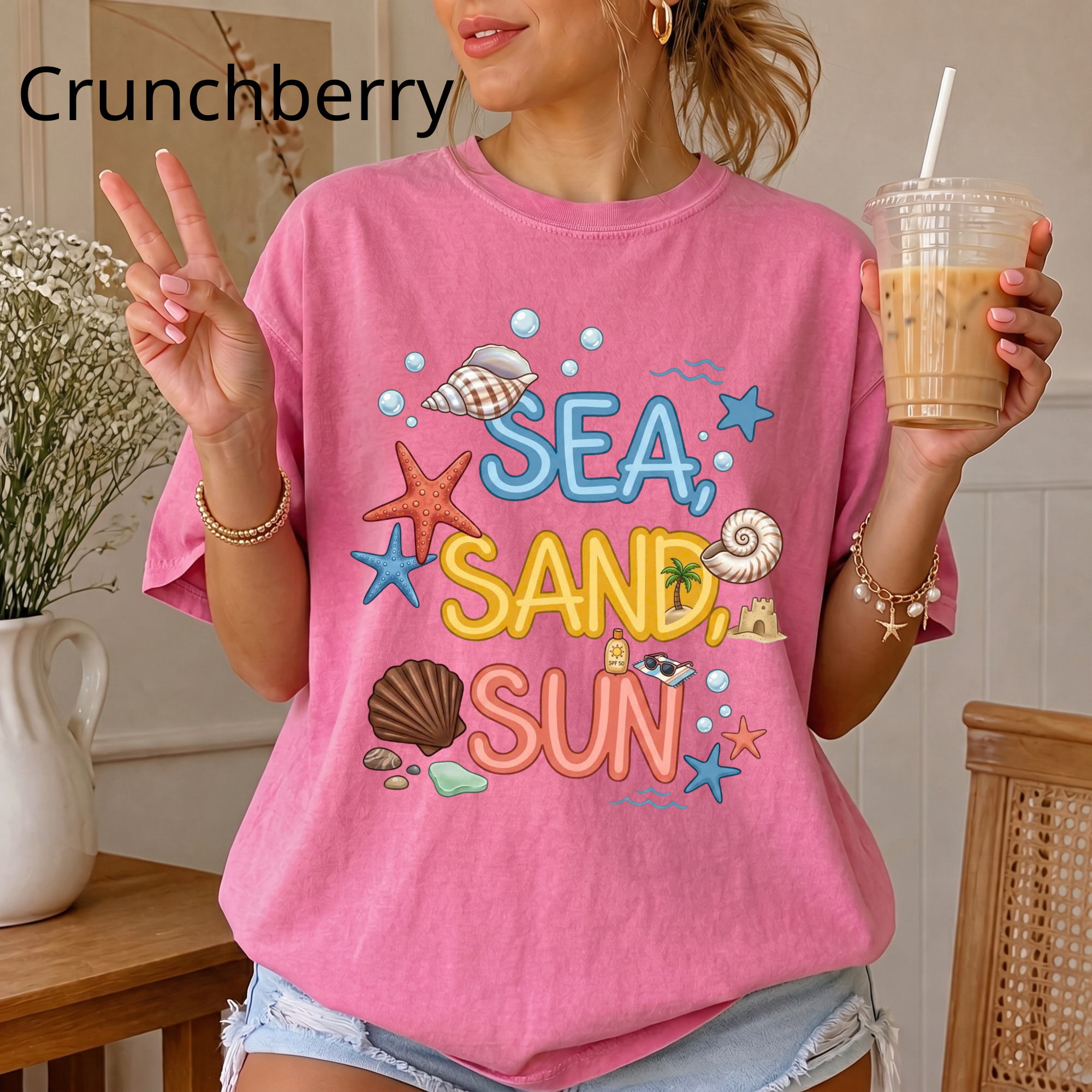 Sea Sand Sun T-Shirt — Beach Shells Graphic Tee