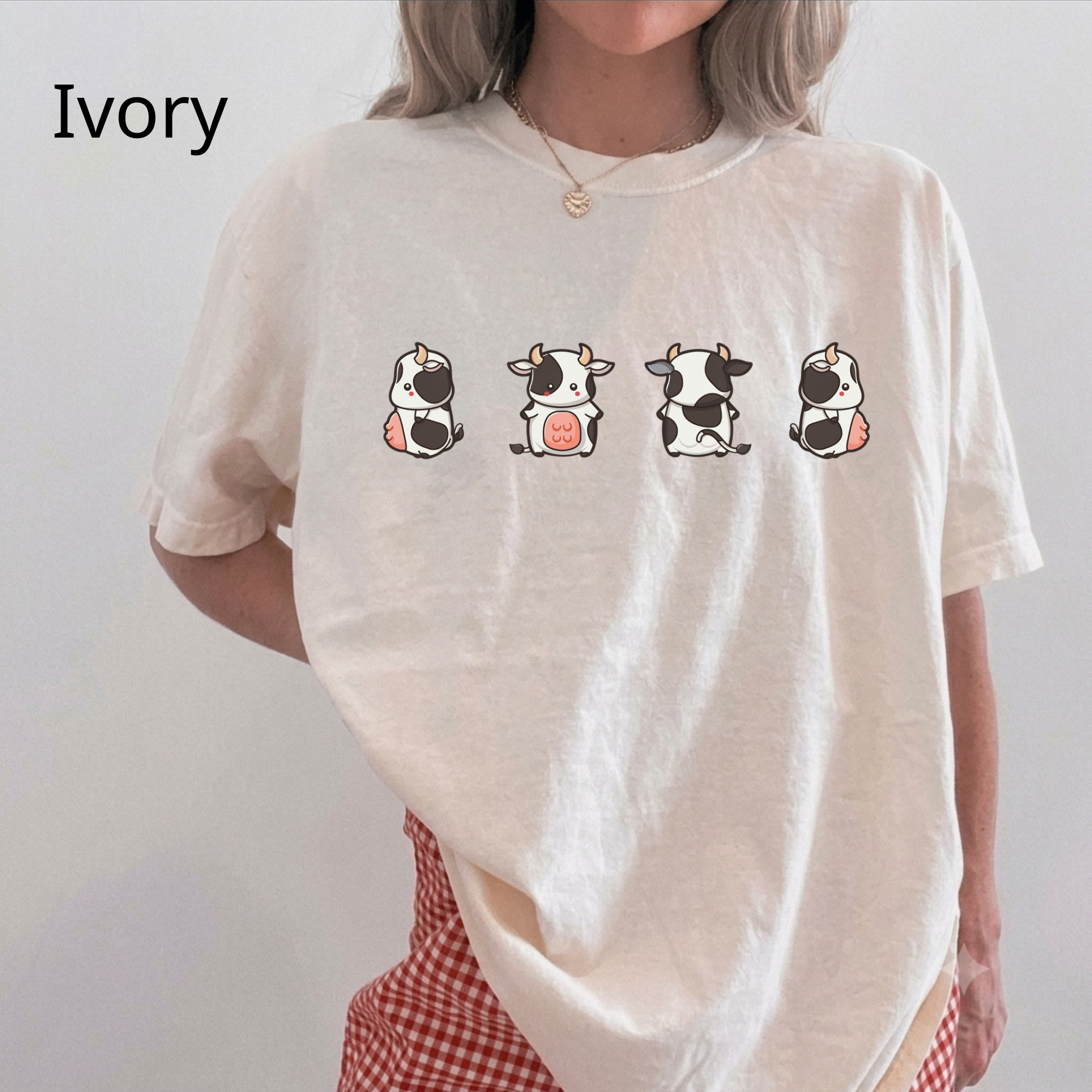Kawaii Mini Cows Graphic Tee | Cute Chibi Cow Shirt for Animal Lovers | Cute Farm Shirt
