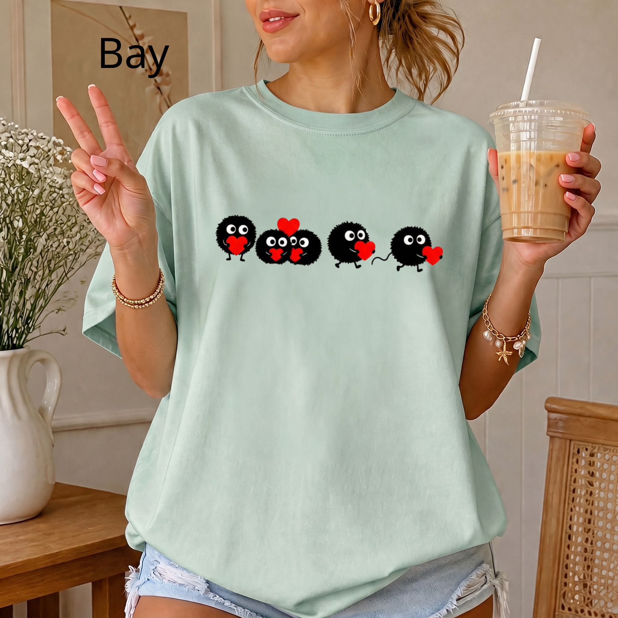 Heart-Eyed Soot Sprite T-shirt | Studio Ghibli Inspired, Cute Minimal Design