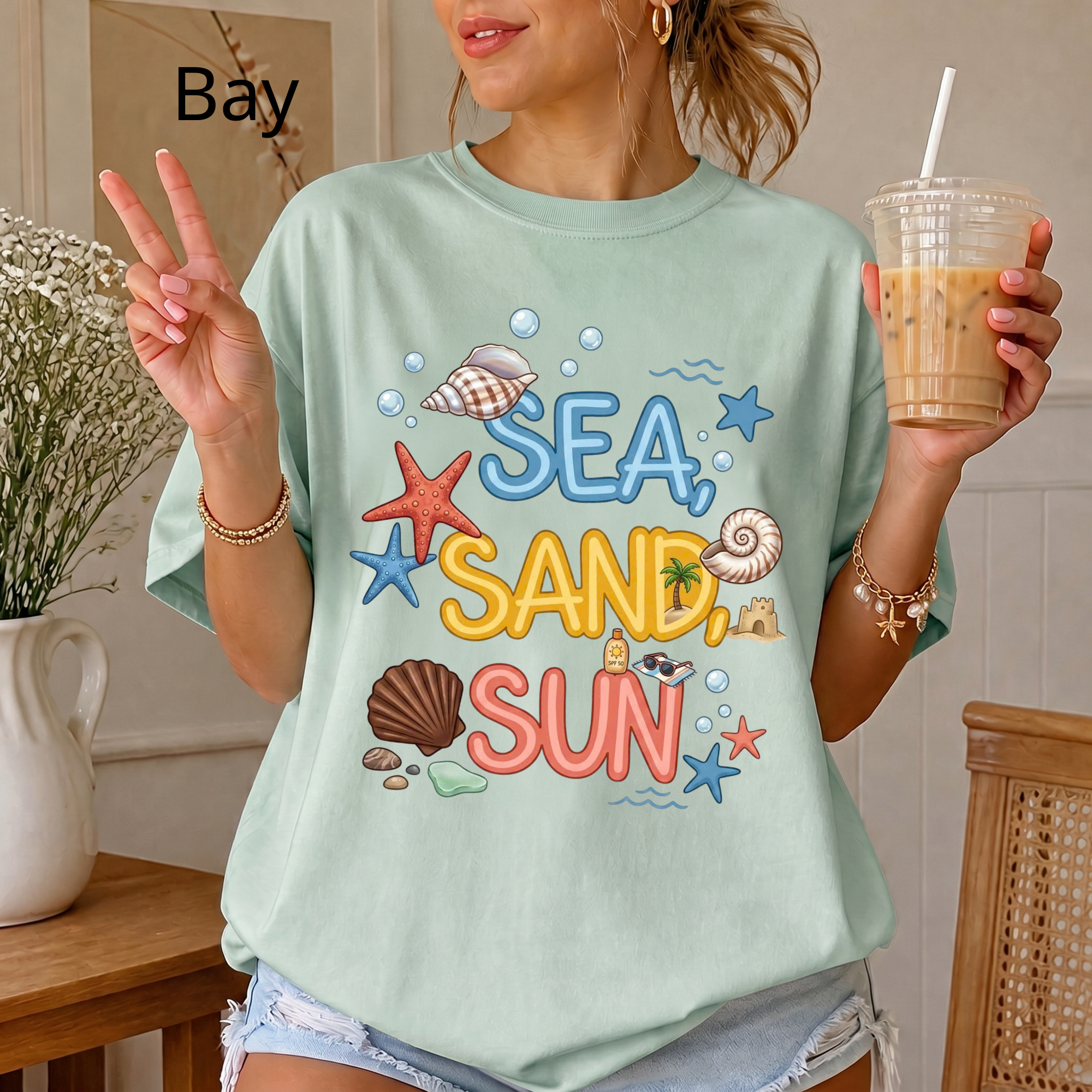 Sea Sand Sun T-Shirt — Beach Shells Graphic Tee