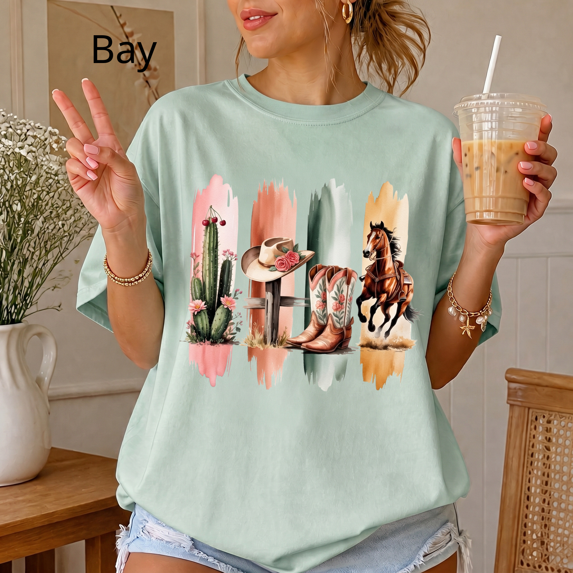 Western Cowboy Boots & Horse T‑Shirt — Southwestern Rodeo Graphic Tee