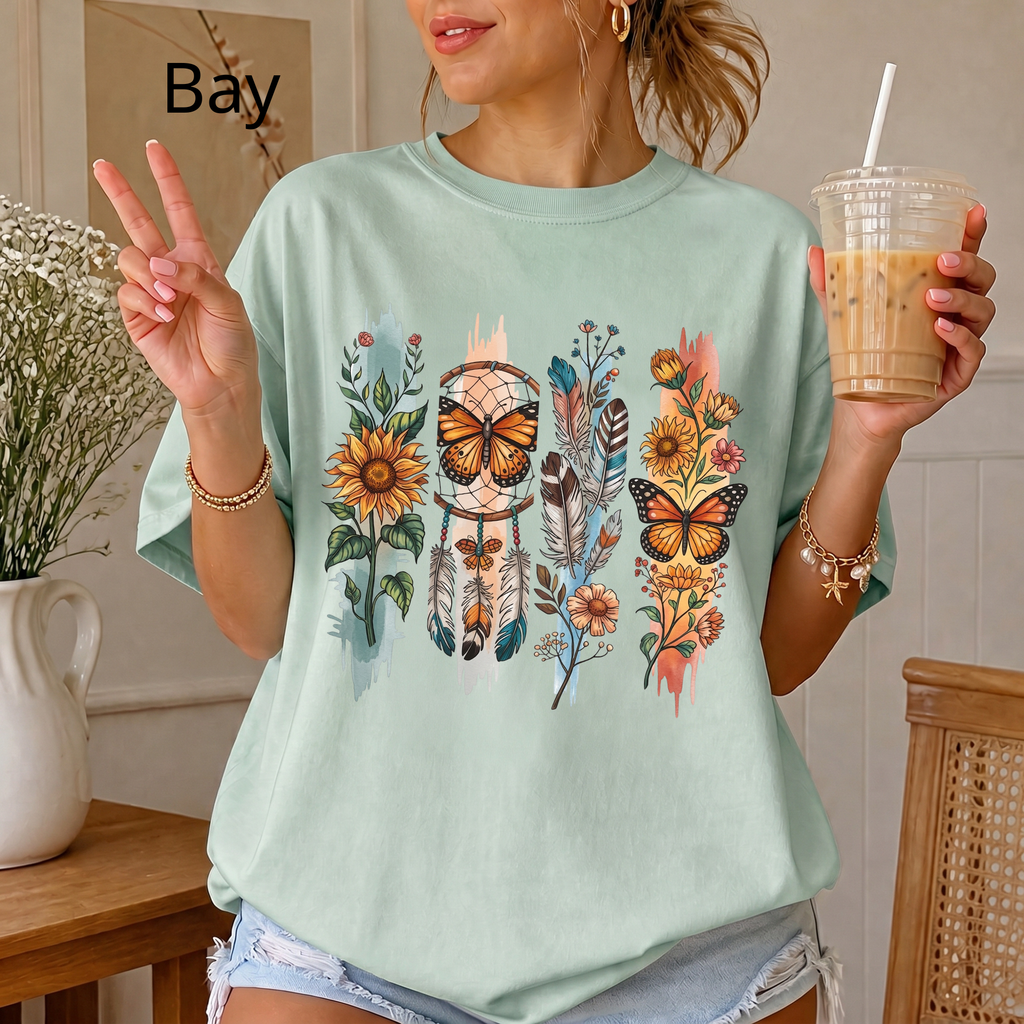 Butterfly & Wildflower T-Shirt — Boho Floral Nature Tee