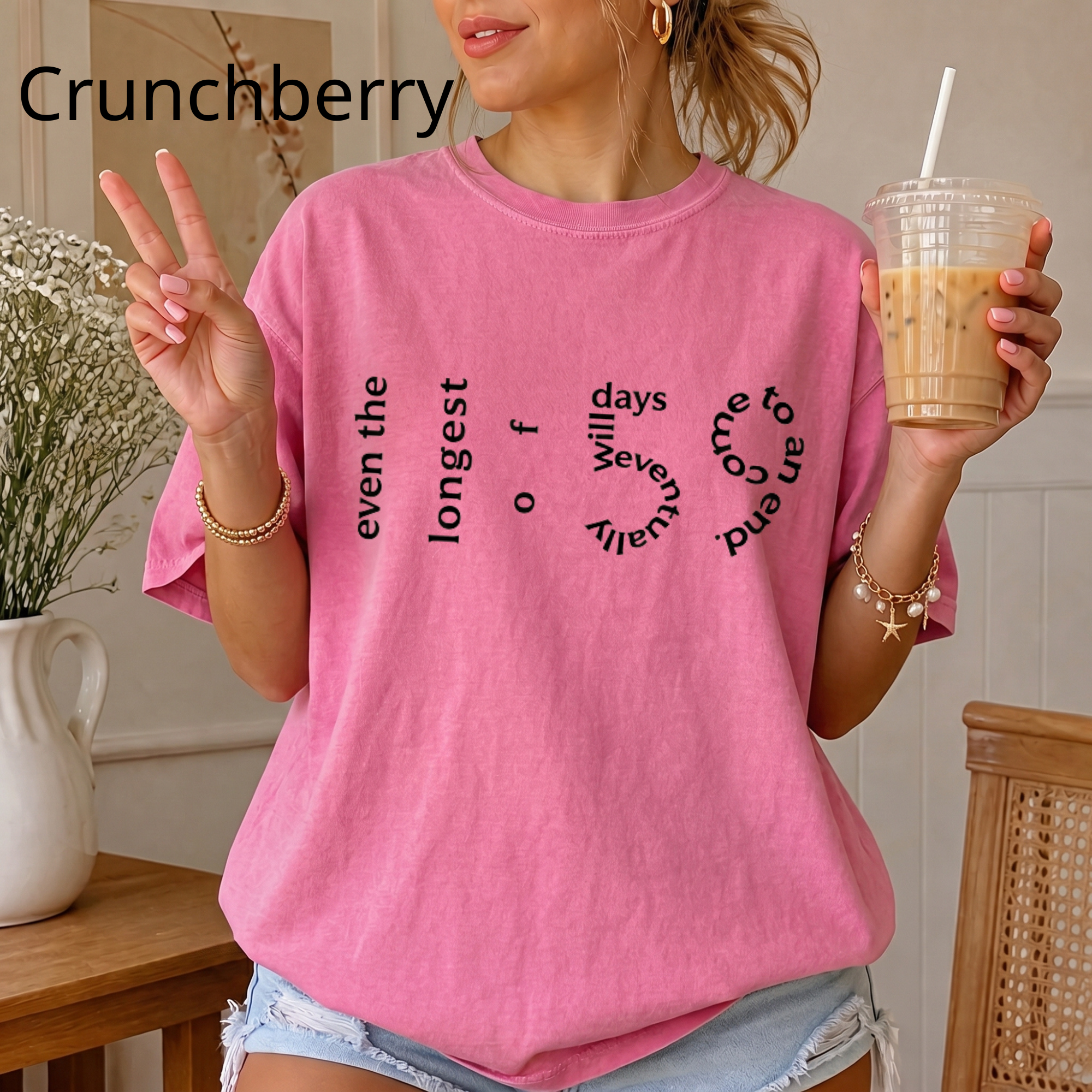 Minimalist Quote Shirt, Oversized Mental Health Tee, Even the Longest of Days Will Eventually Come to an End T-Shirt, Aesthetic Graphic Tee