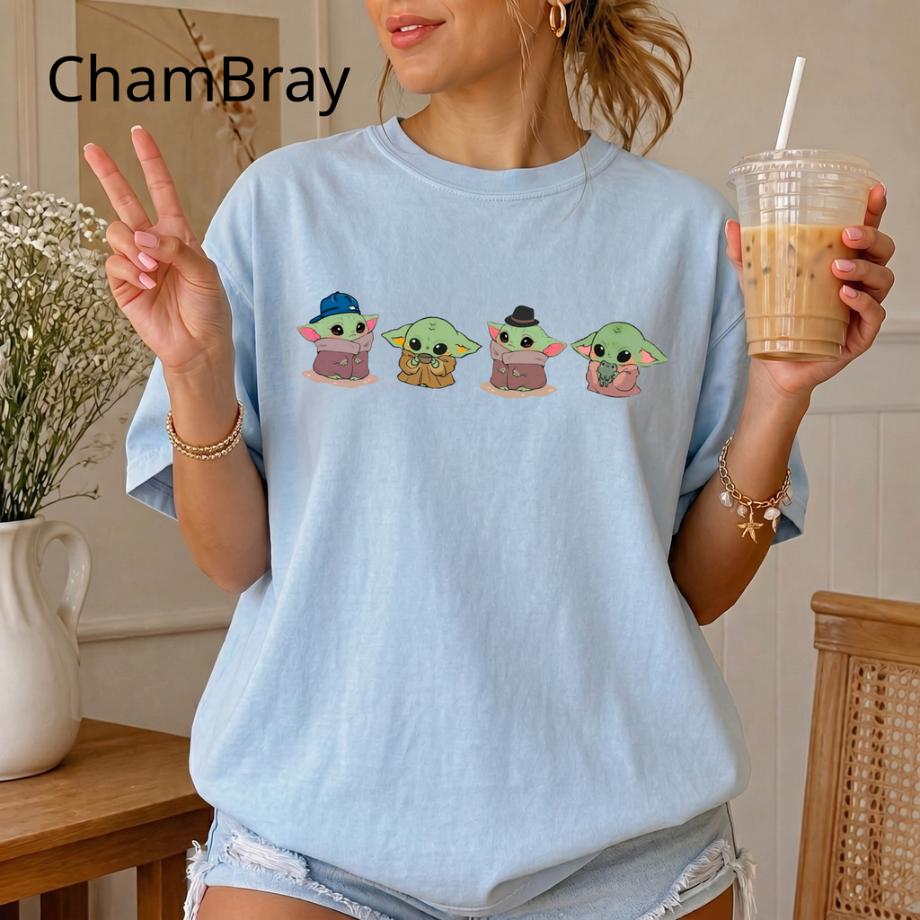 Comfort Color Baby Yoda Shirt, Alien Shirt, Funny Graphic Tee, Kawaii Cartoon T-Shirt, Space Lover Gift, Alien UFO Shirt
