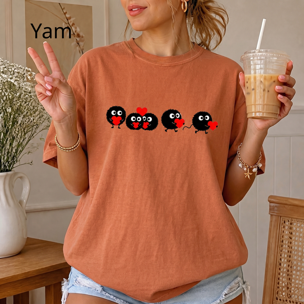 Heart-Eyed Soot Sprite T-shirt | Studio Ghibli Inspired, Cute Minimal Design
