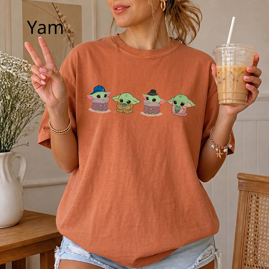 Comfort Color Baby Yoda Shirt, Alien Shirt, Funny Graphic Tee, Kawaii Cartoon T-Shirt, Space Lover Gift, Alien UFO Shirt