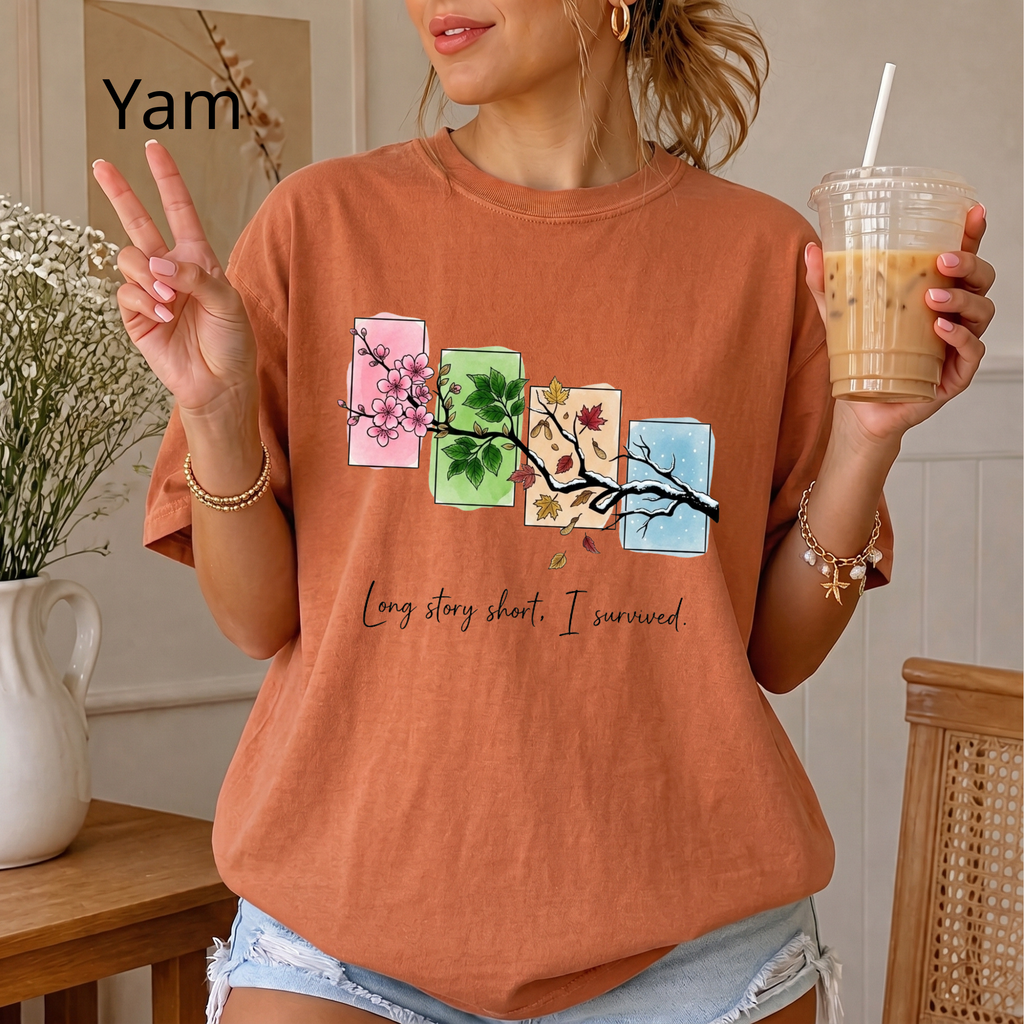 Long Story Short I Survived Shirt, Motivational Four Seasons Tree Tee, Inspirational Graphic T-Shirt