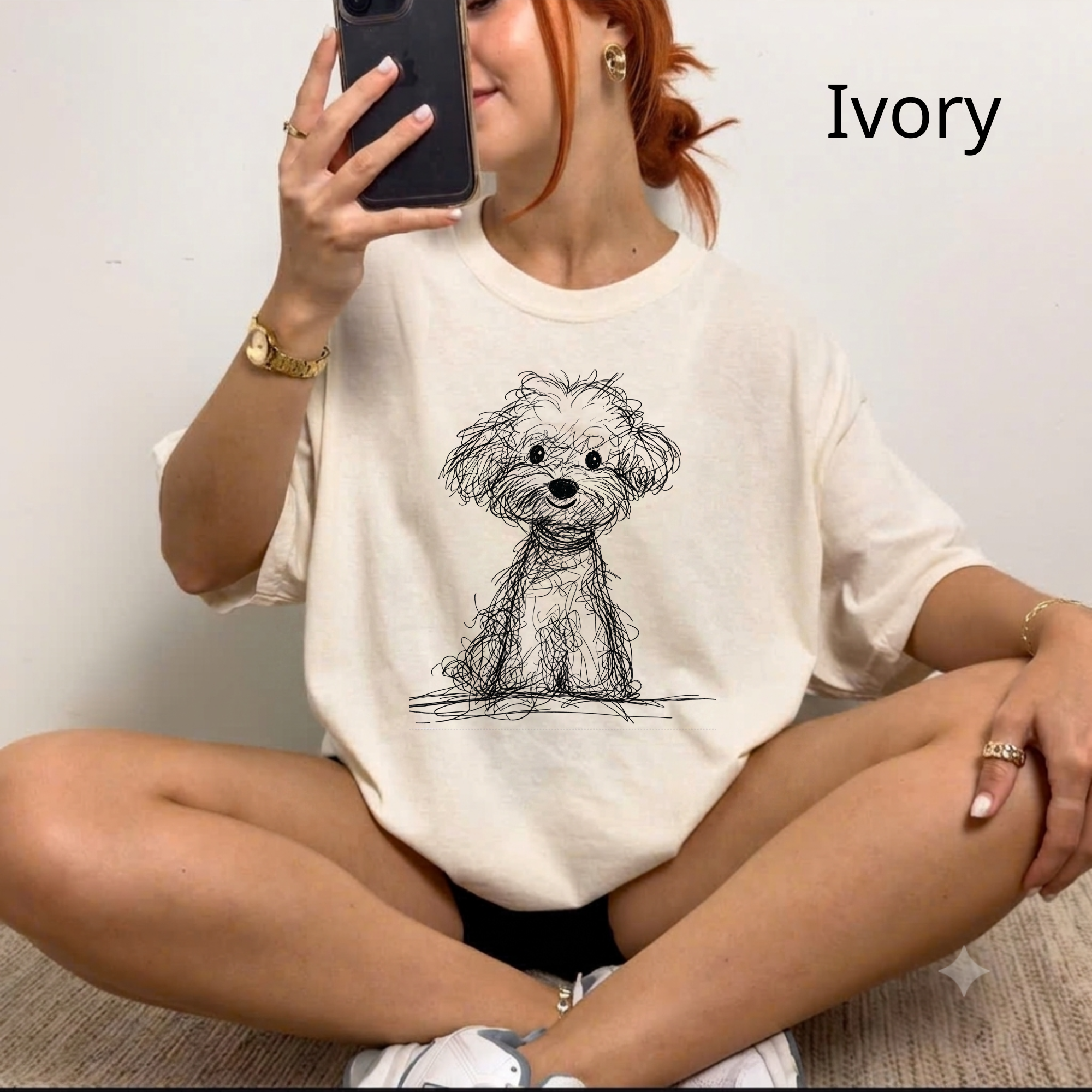 Cute Poodle Sketch T-Shirt, Dog Lover Gift Tee, Minimalist Puppy Art Shirt
