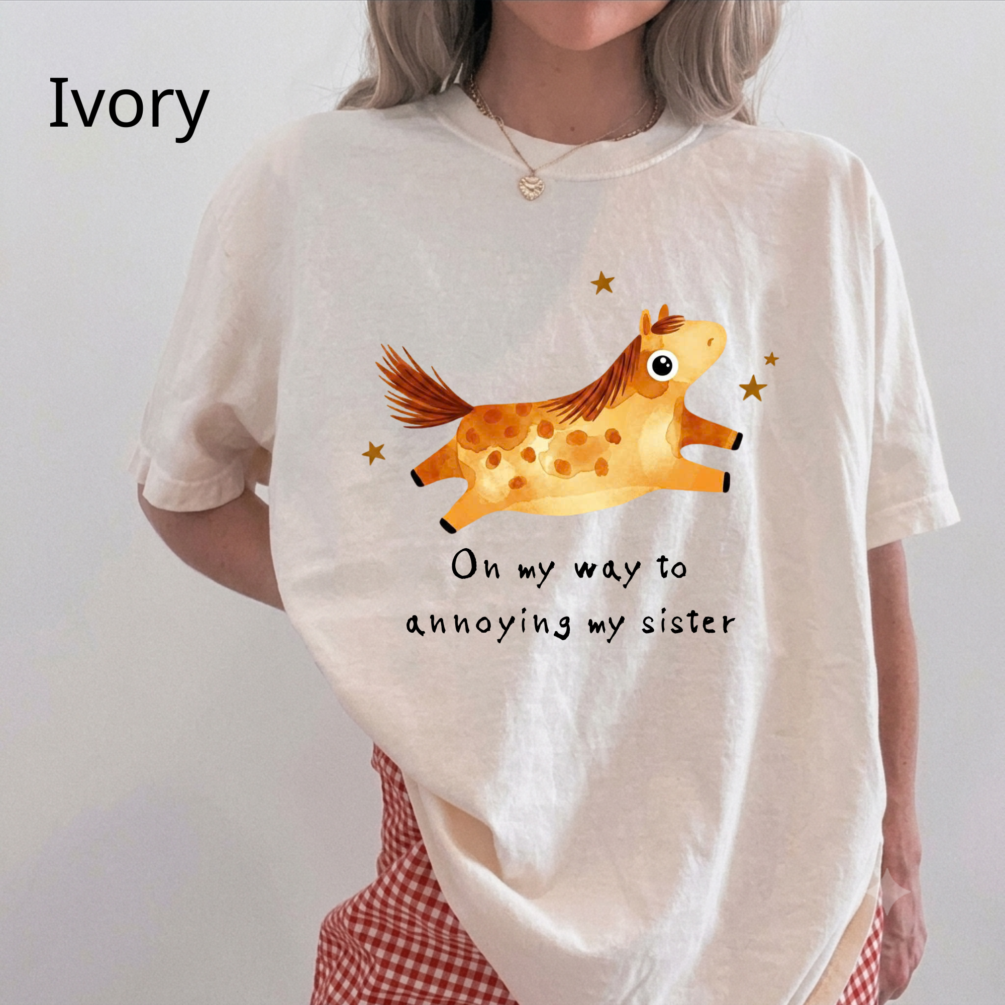 Custom "On My Way To Annoying my husband" Comfort Colors T-Shirt, Funny Horse Graphic Tee, Cute Animal Lover Gift