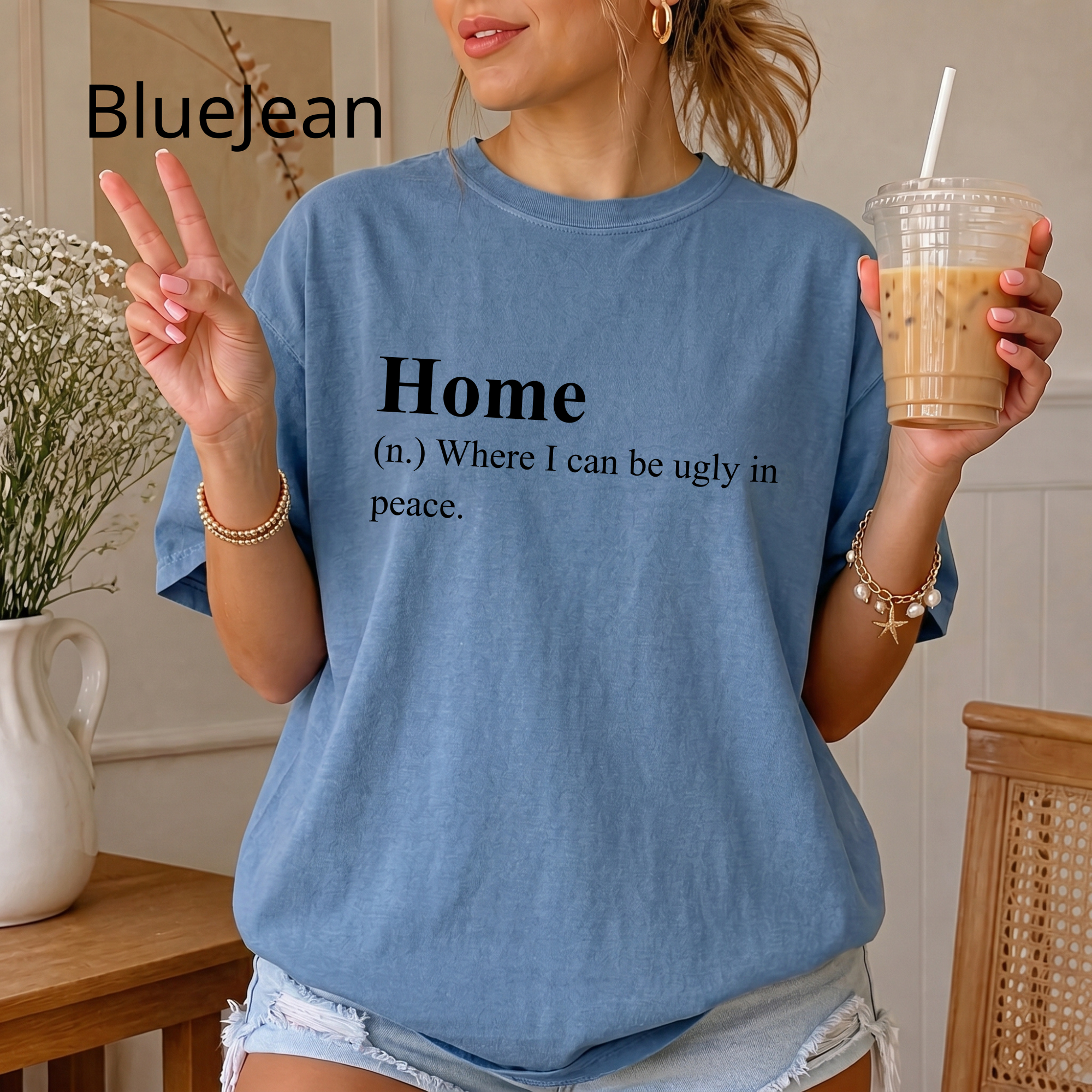 Funny 'Home (Where I Can Be Ugly In Peace)' T-Shirt — Introvert Sarcastic Humor Tee