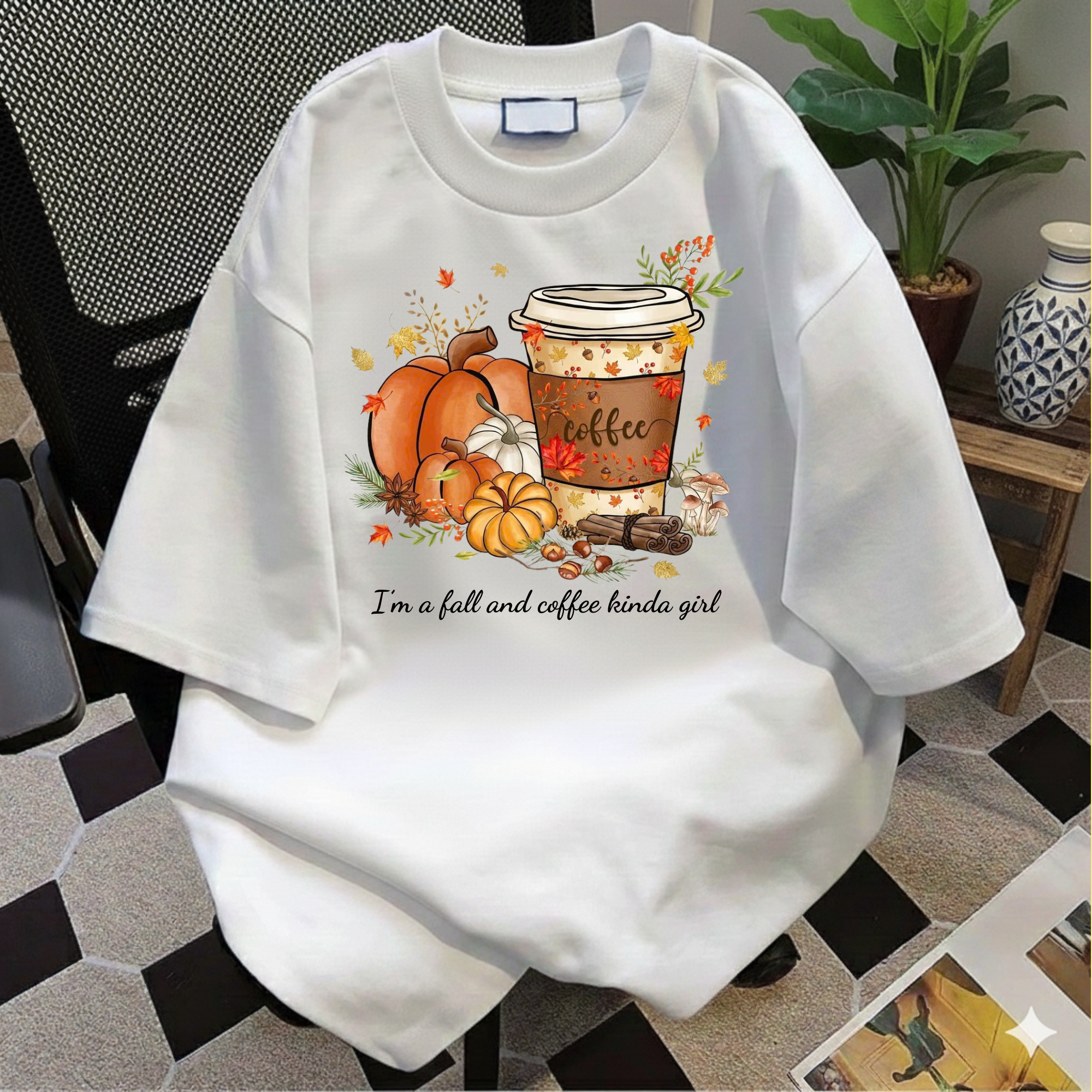 Fall Coffee Lover Shirt, Autumn Pumpkin Spice Graphic Tee, Cute Fall Aesthetic Sweatshirt, Coffee Season Gift