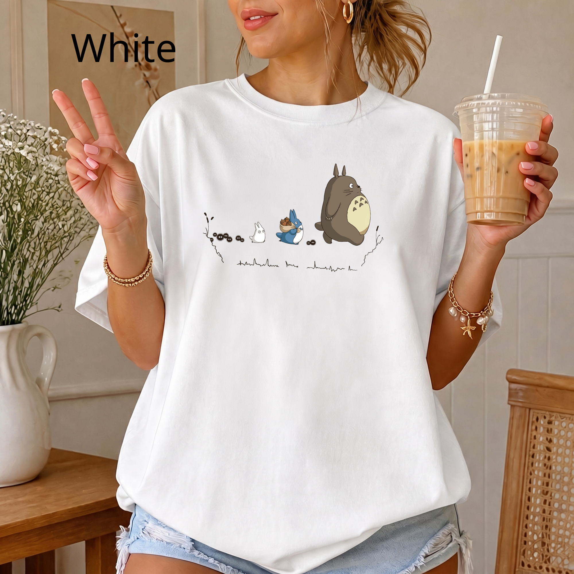 Comfort Colors® Totoro and Friends Anime T-Shirt, Studio Ghibli Graphic Tee, Vintage Casual Japanese Animation Shirt