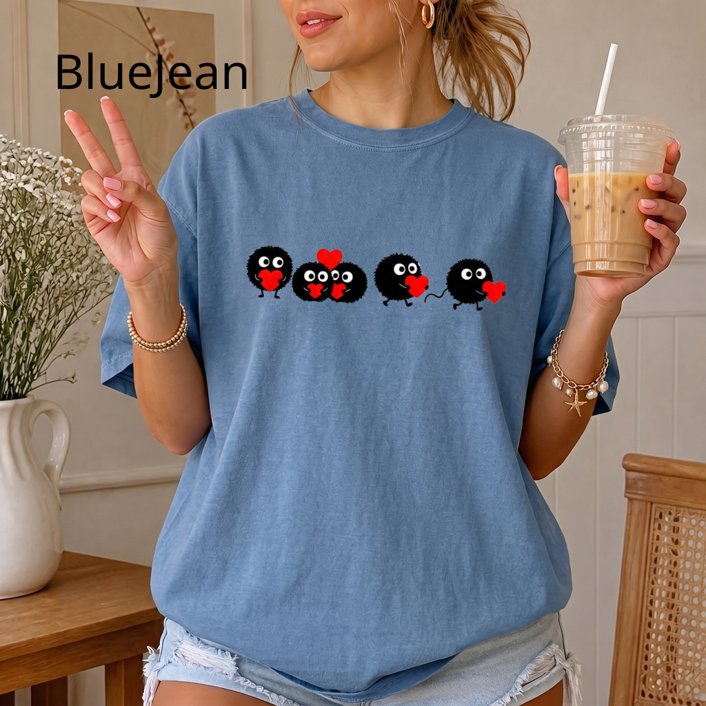 Heart-Eyed Soot Sprite T-shirt | Studio Ghibli Inspired, Cute Minimal Design
