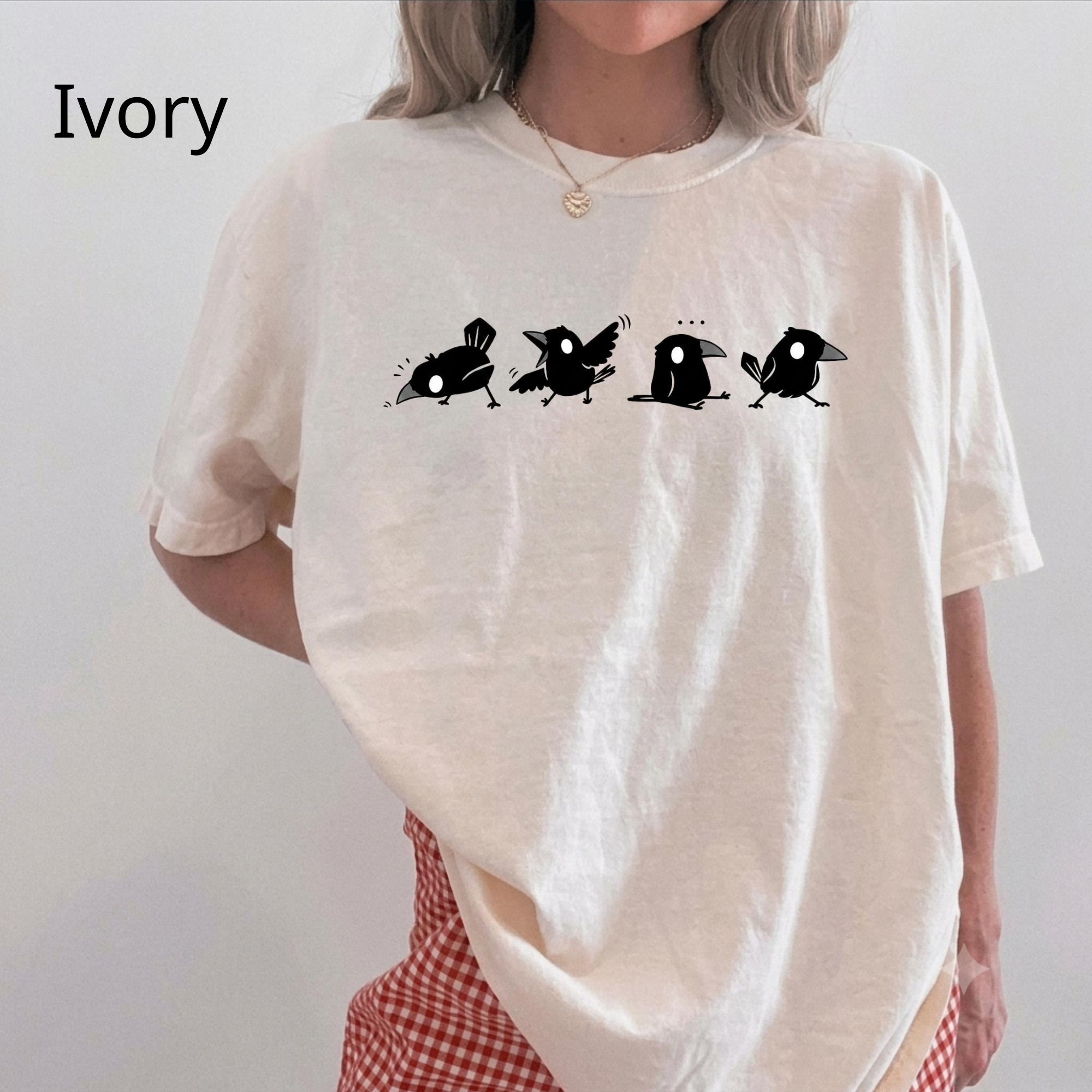 Cute Silly Birds Comfort Colors T-Shirt, Funny Crow Graphic Tee, Kawaii Animal Aesthetic Shirt, Casual Vintage Top