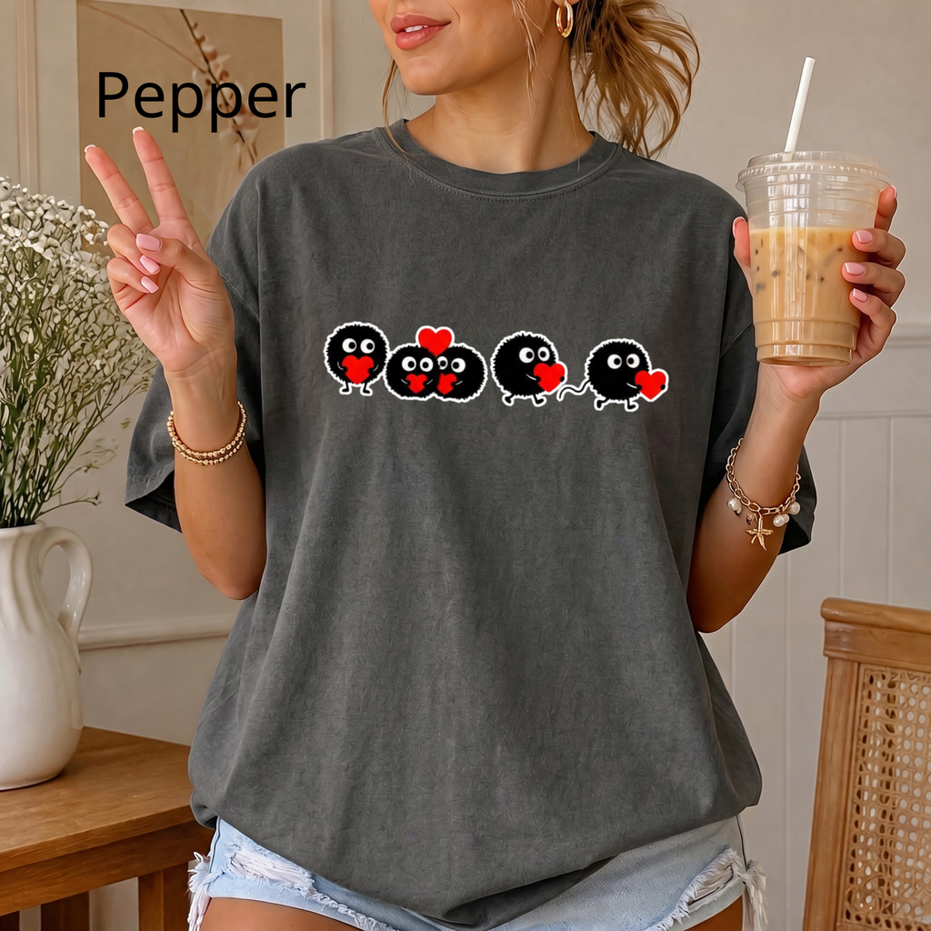Heart-Eyed Soot Sprite T-shirt | Studio Ghibli Inspired, Cute Minimal Design