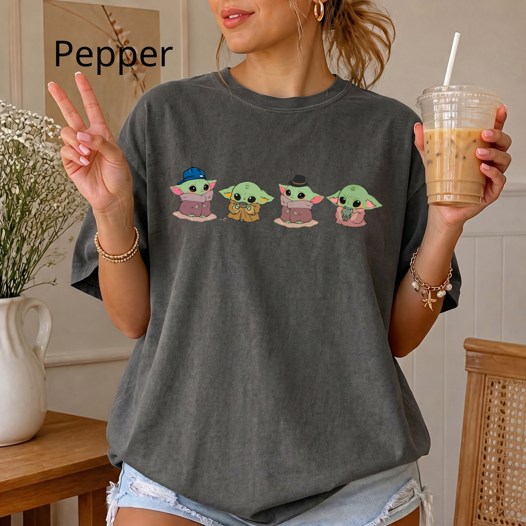 Comfort Color Baby Yoda Shirt, Alien Shirt, Funny Graphic Tee, Kawaii Cartoon T-Shirt, Space Lover Gift, Alien UFO Shirt