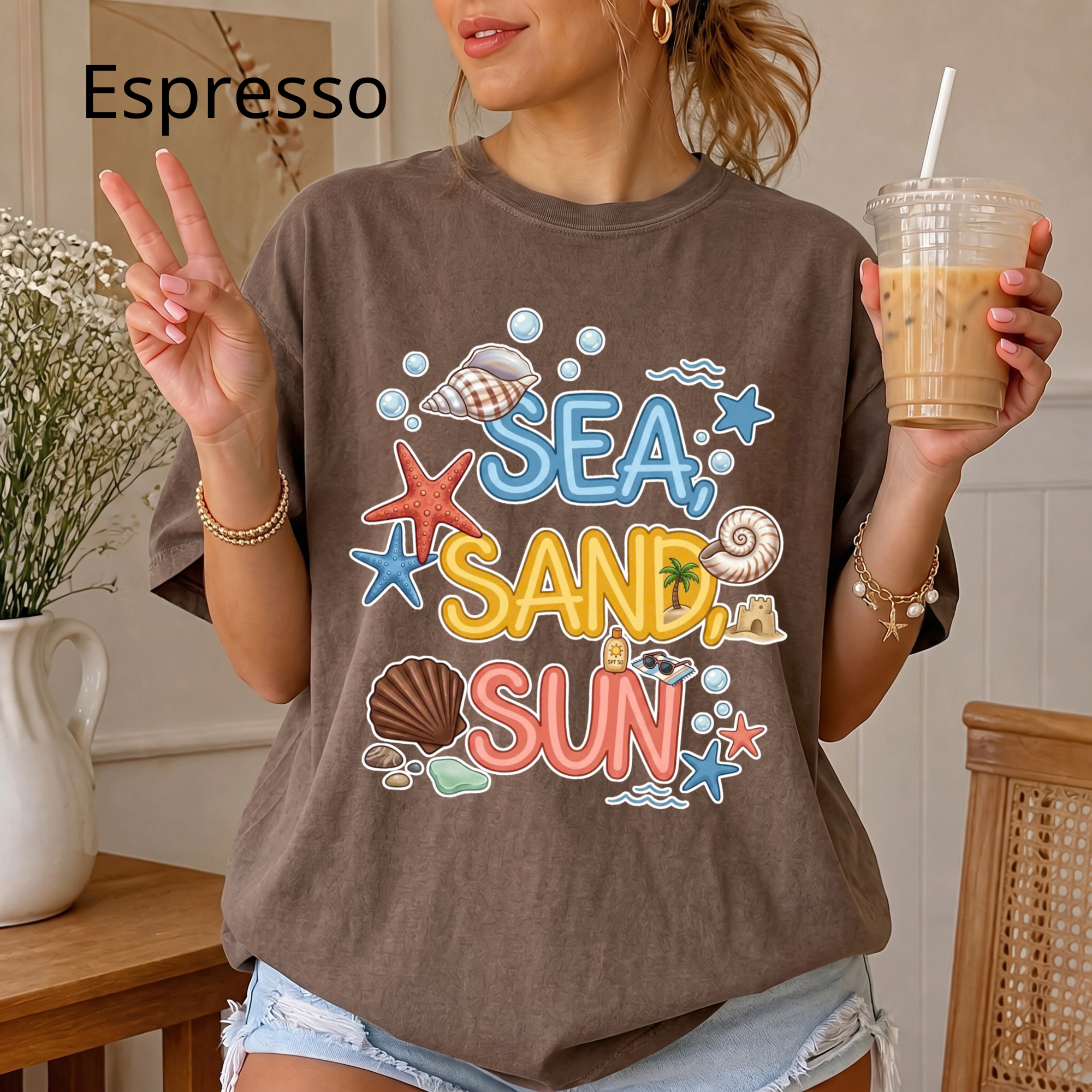 Sea Sand Sun T-Shirt — Beach Shells Graphic Tee