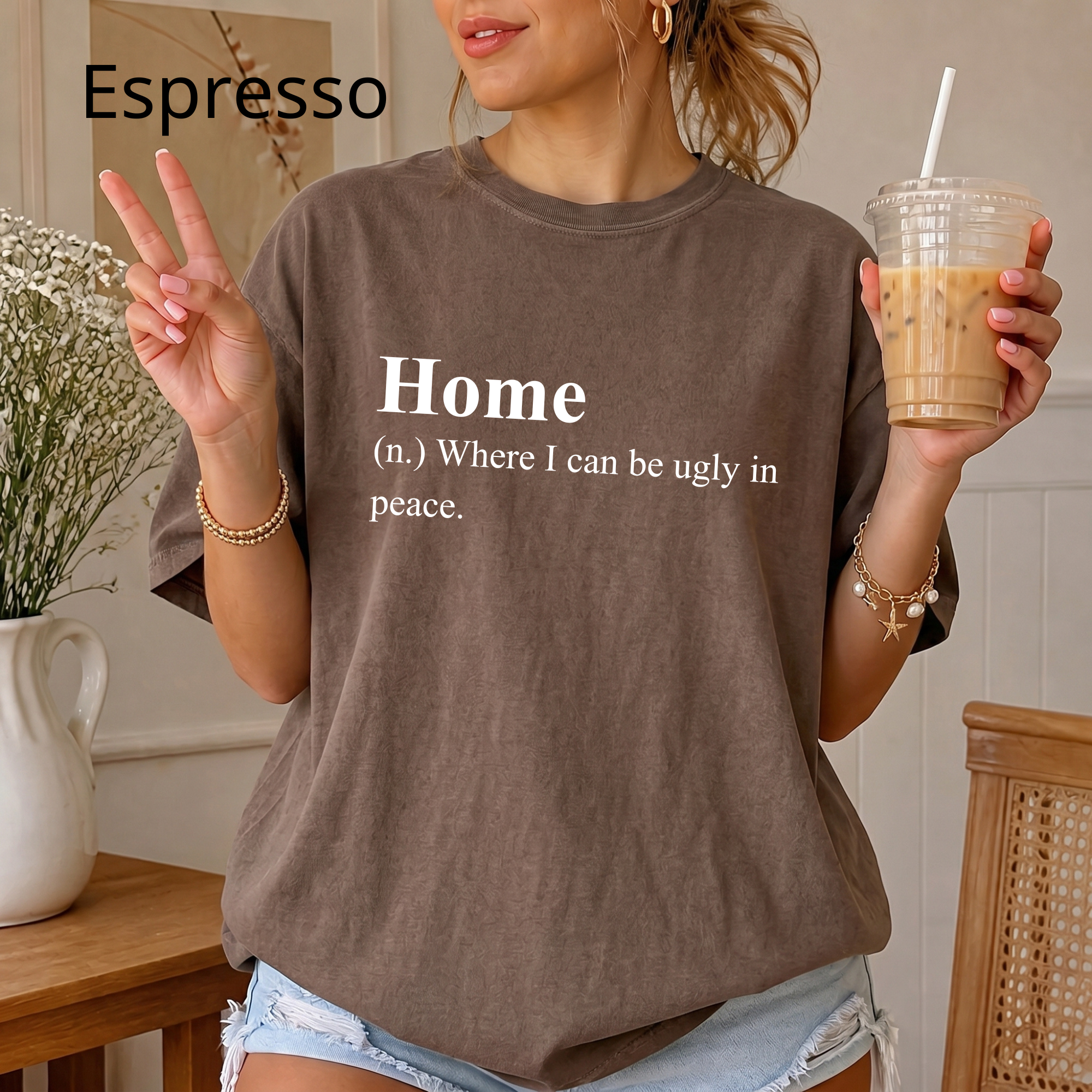 Funny 'Home (Where I Can Be Ugly In Peace)' T-Shirt — Introvert Sarcastic Humor Tee