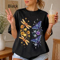 Botanical Moths T-Shirt — Golden Dragonflies & Midnight Moths Floral Tee