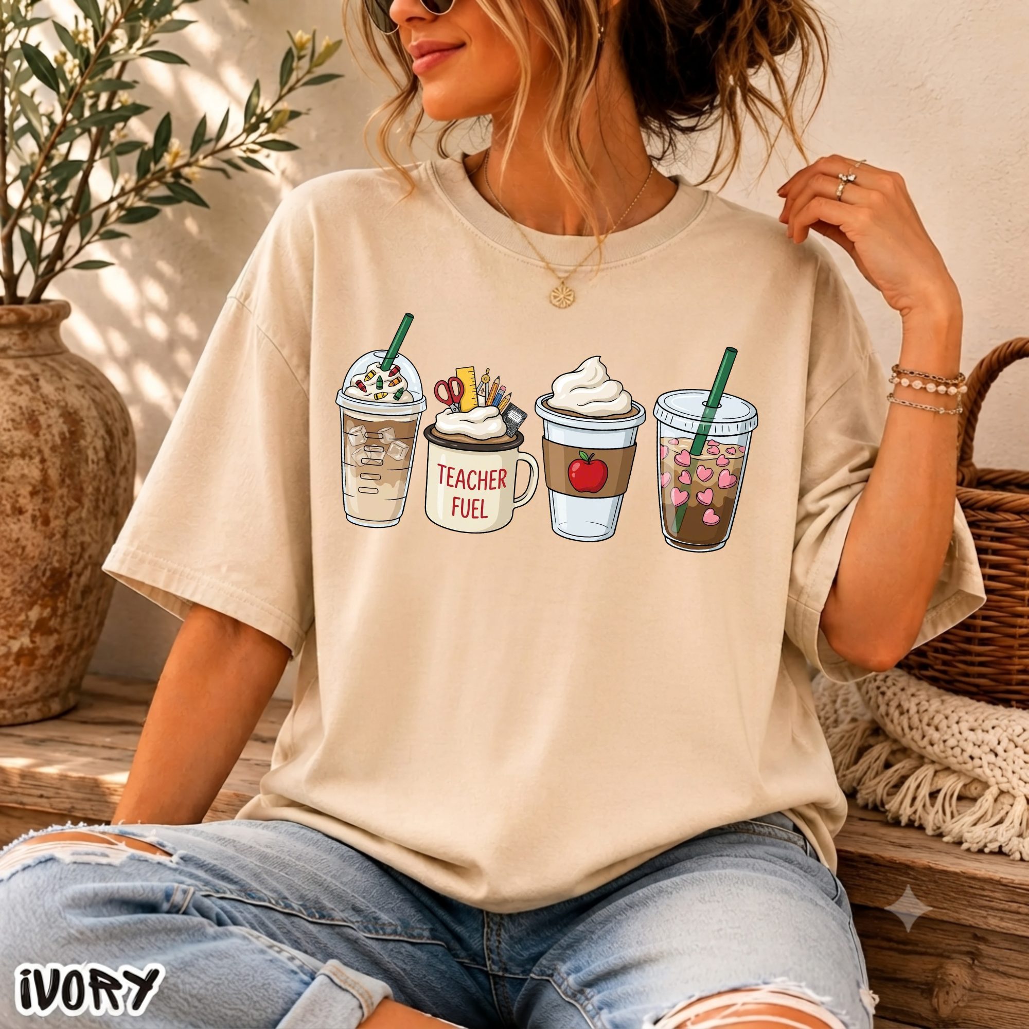 Teacher Coffee Fuel T-Shirt, Cute Teacher Graphic Tee, Back to School Shirt for Teachers, Caffeine Queen Teacher Shirt