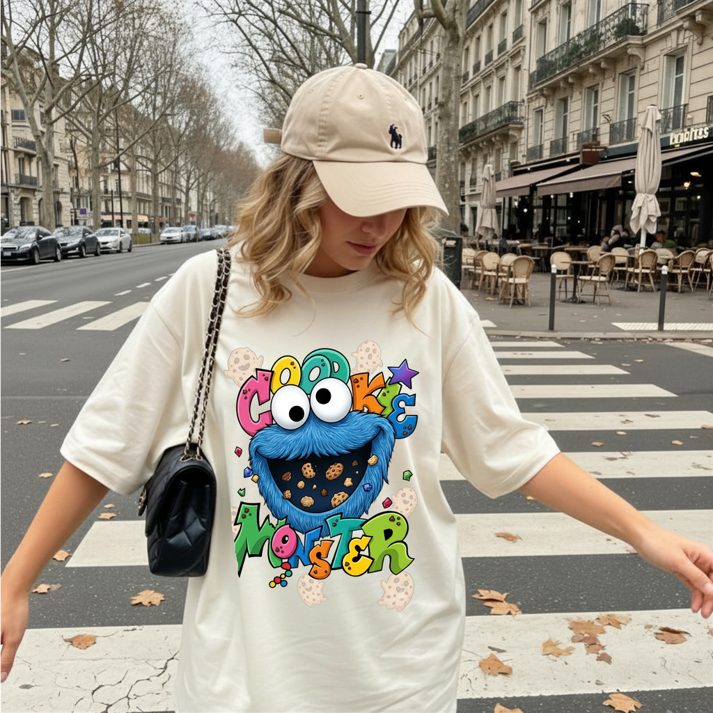 Comfort Color Cookie Monster T-shirt | Sesame Street Cartoon Character Tee, Disney Sesame Street Characters