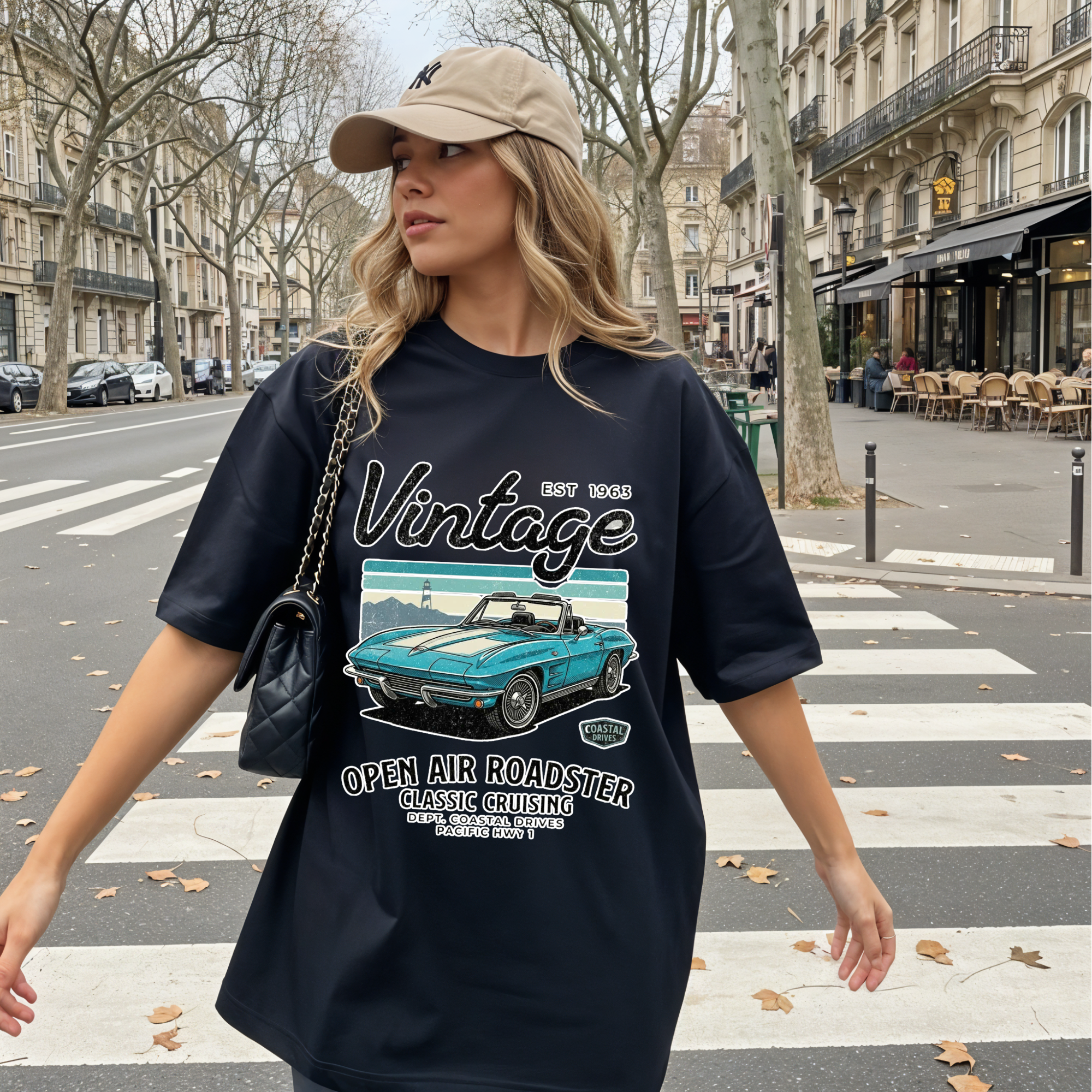 Vintage 1963 Roadster Retro Car Graphic Tee T-Shirt | Classic Convertible Cruising, Unisex Tee Gift for Car Lovers