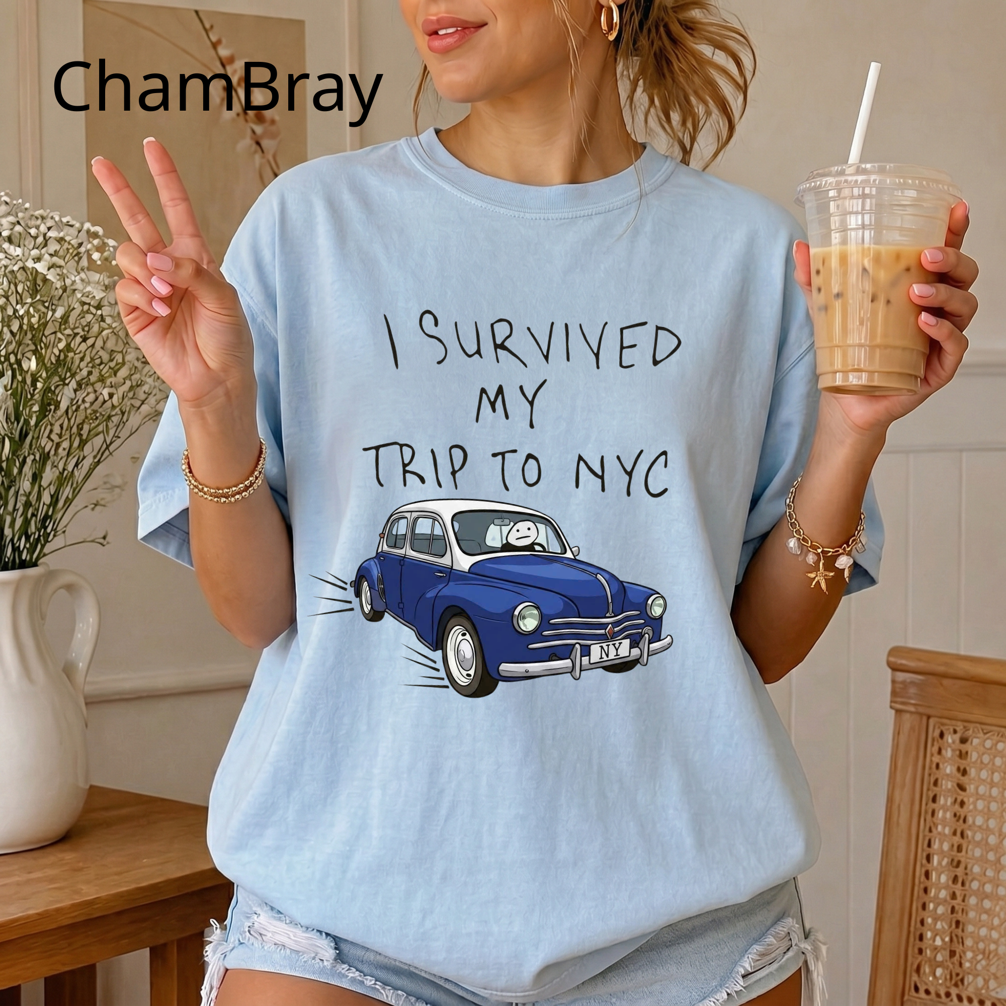 Funny "I Survived My Trip To NYC" Graphic T-Shirt – Novelty New York City Vacation Casual Tee for Men and Women