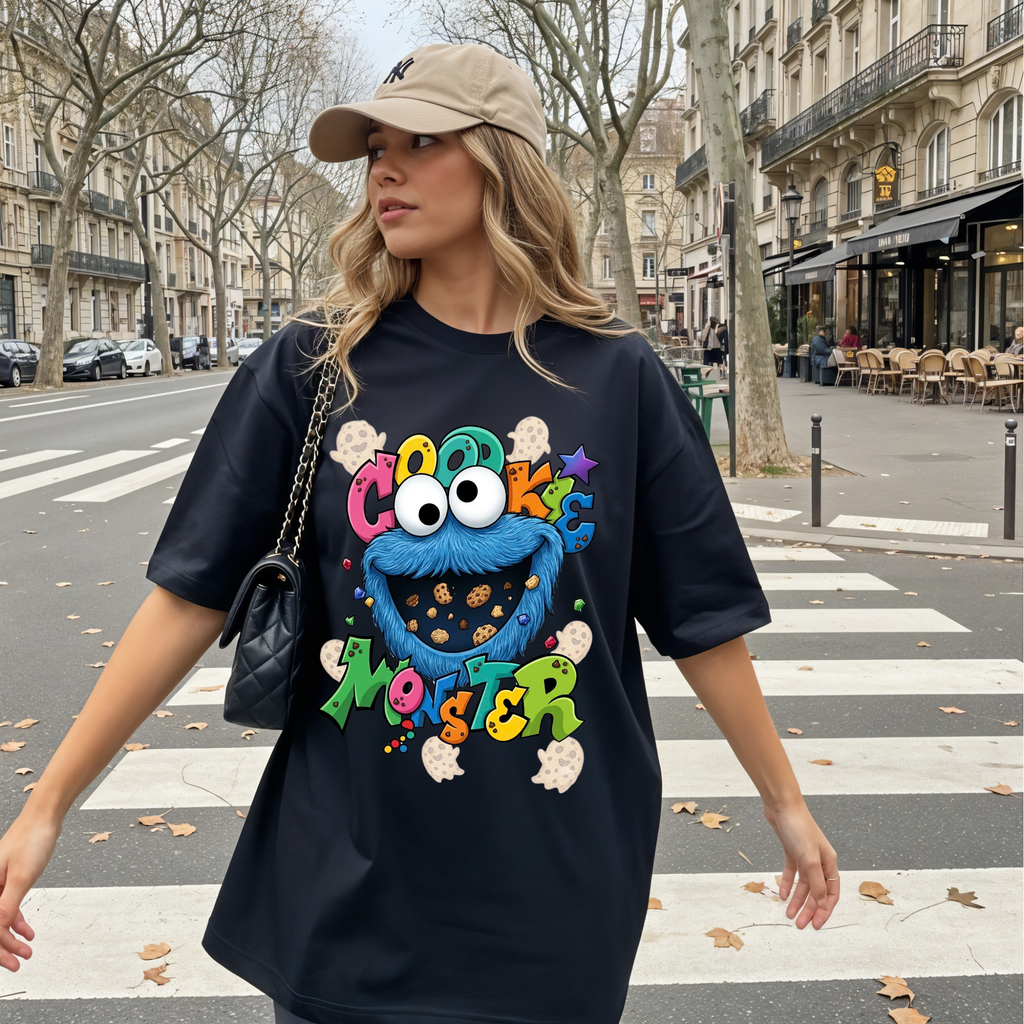 Comfort Color Cookie Monster T-shirt | Sesame Street Cartoon Character Tee, Disney Sesame Street Characters