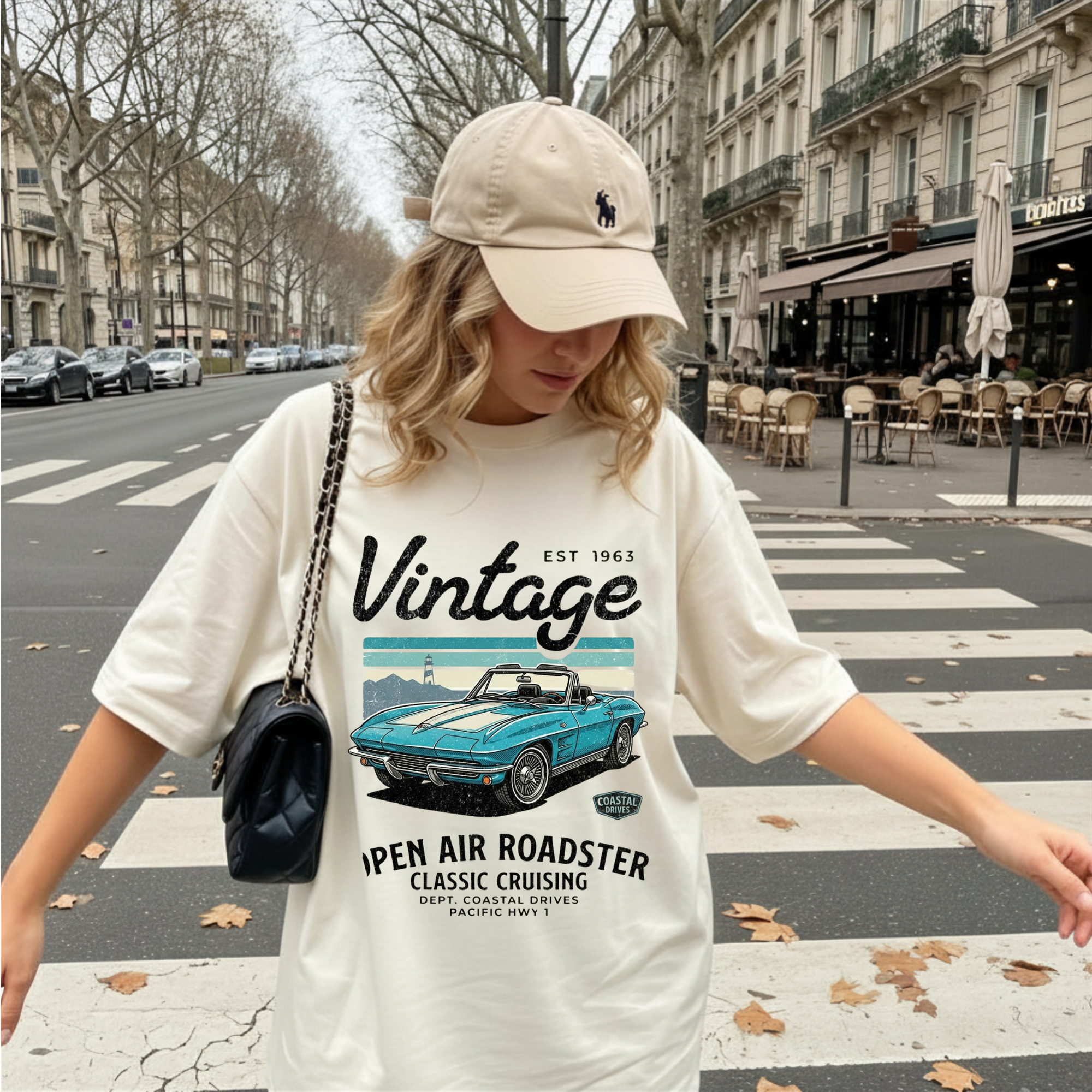 T-shirt graphique voiture rétro roadster vintage 1963 | Décapotable classique, cadeau unisexe pour les amateurs de voitures
