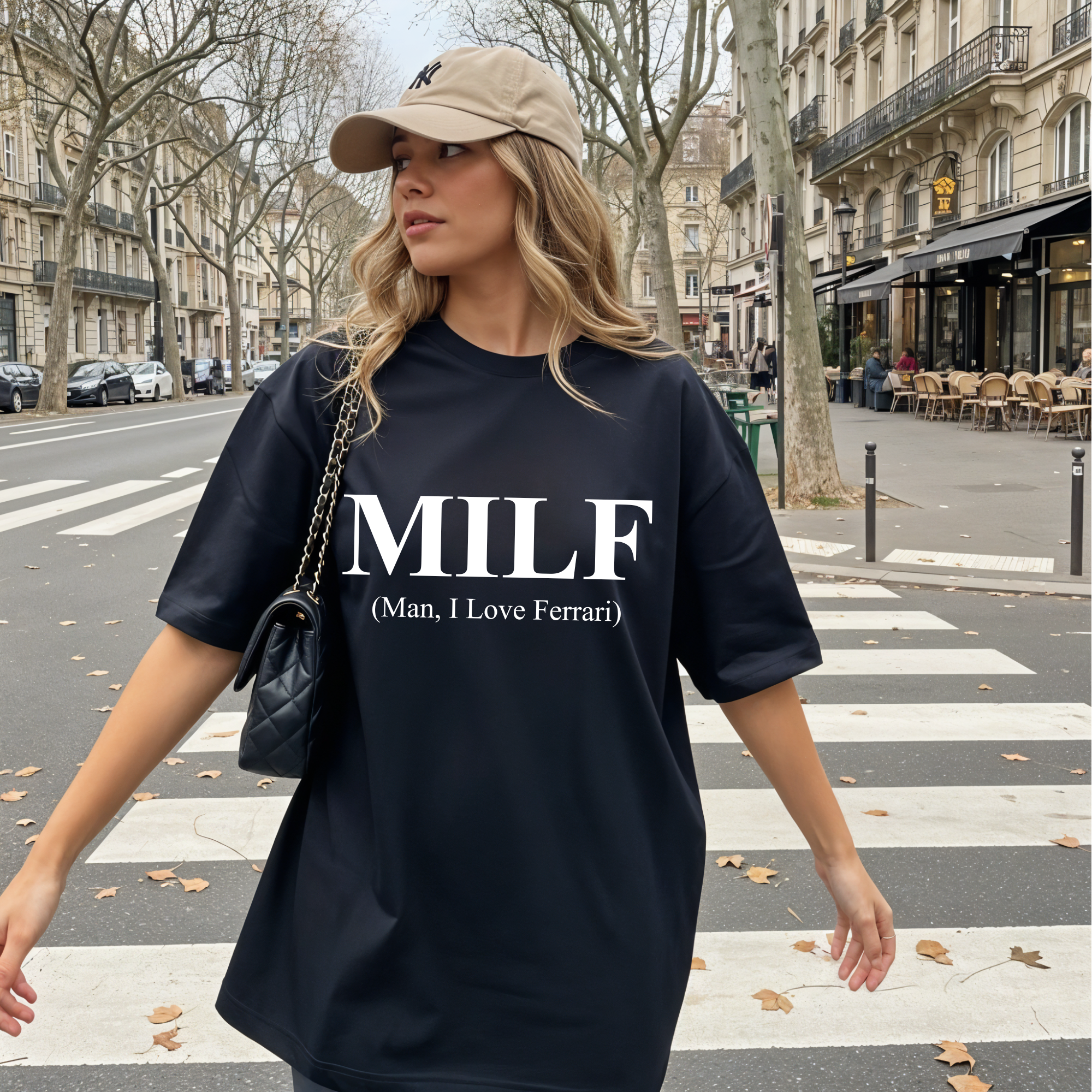 MILF Joke T-Shirt, "Man I Love Ferrari" Edgy Word Art Tee, Streetwear Graphic Shirt for Trolls, Funny Humor Top, Funny Quote Shirt