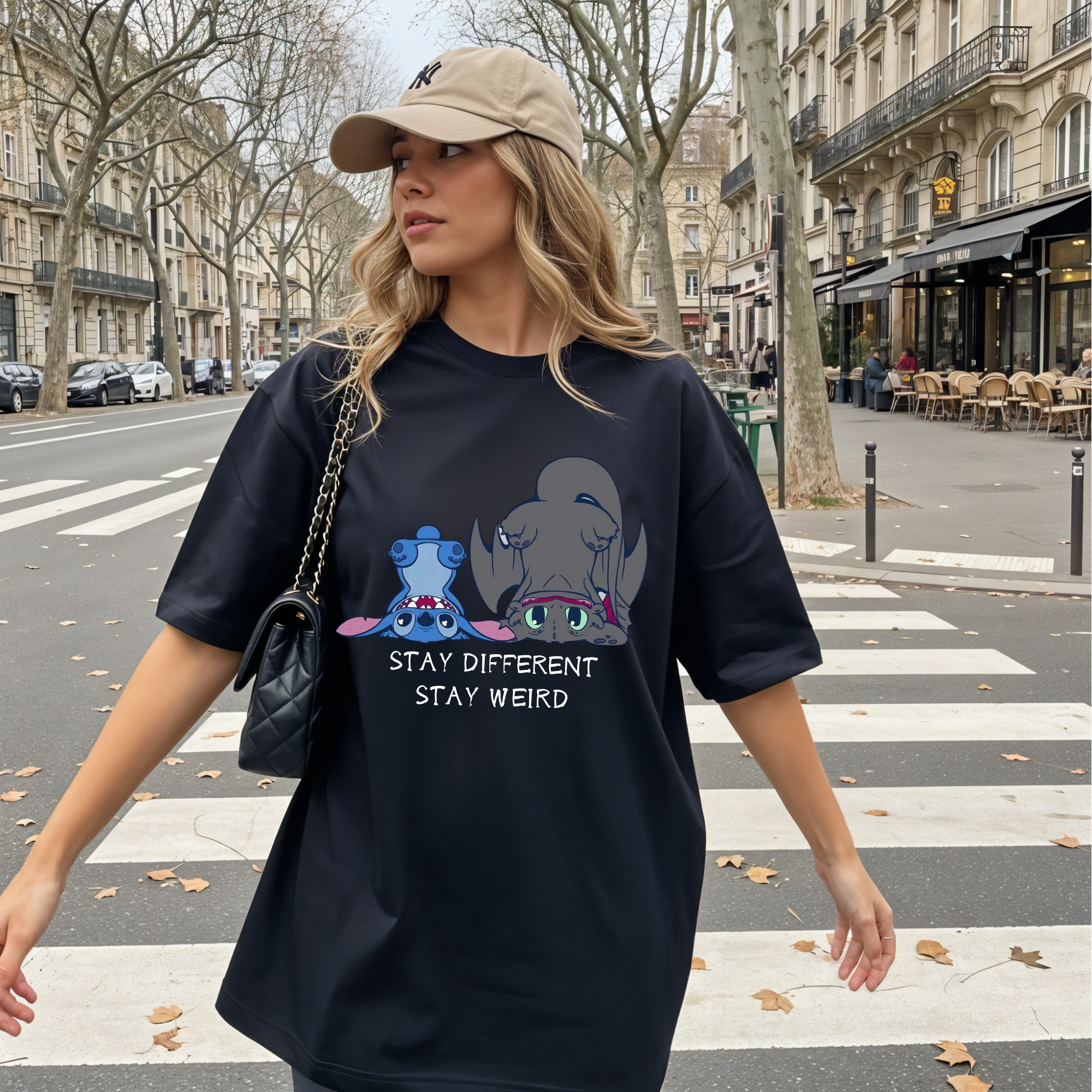 "Stay Different Stay Weird" Shirt, Stitch and Toothless cute tee