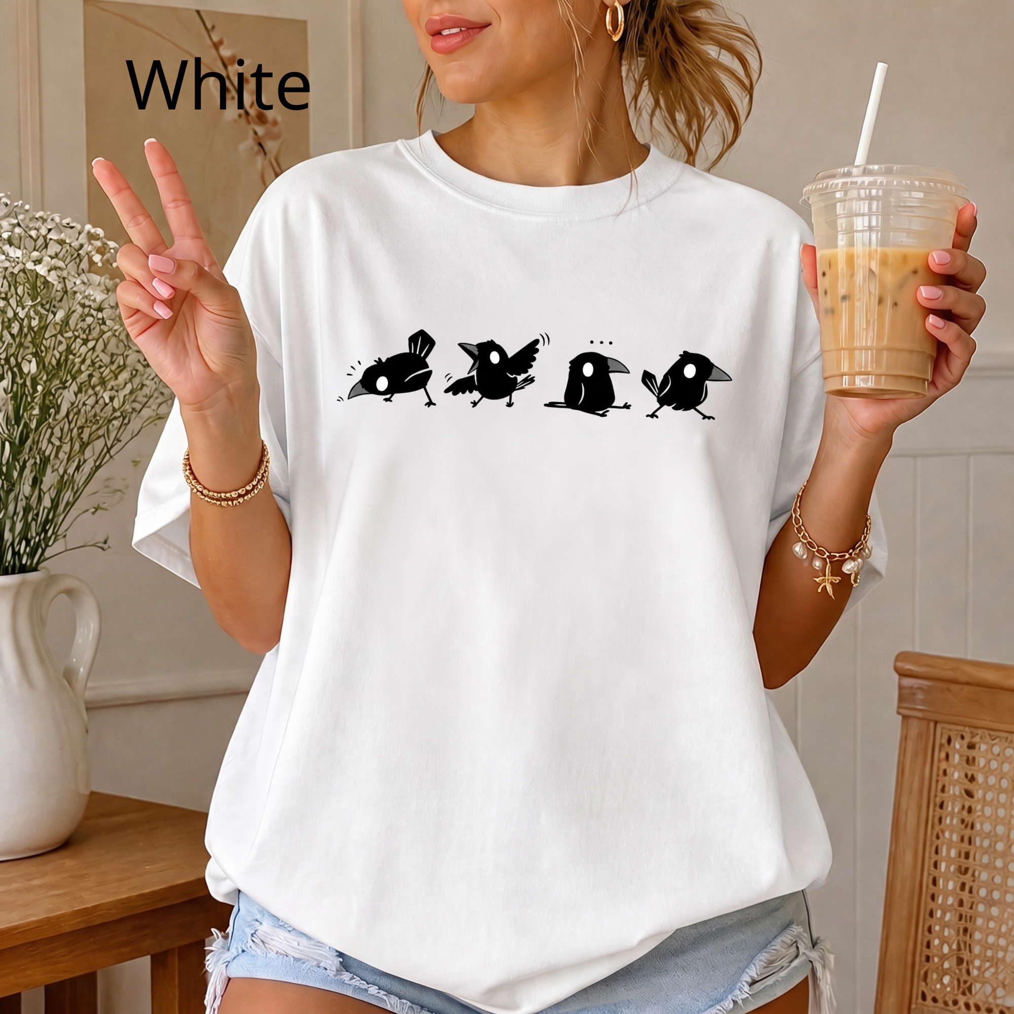 Cute Silly Birds Comfort Colors T-Shirt, Funny Crow Graphic Tee, Kawaii Animal Aesthetic Shirt, Casual Vintage Top