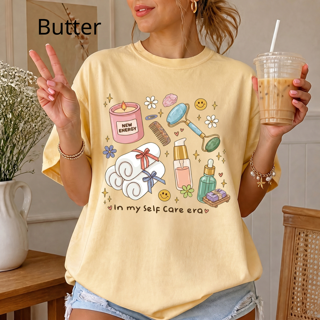 "In My Self Care Era" T-Shirt, Cute Spa Day Graphic Tee, Skincare Routine Shirt