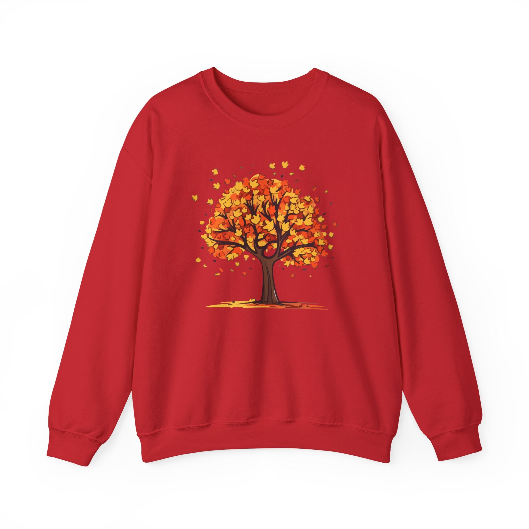 Autumn Leaves Tree Sweatshirt — Cozy Fall Crewneck Pullover, Seasonal Nature Lover Shirt