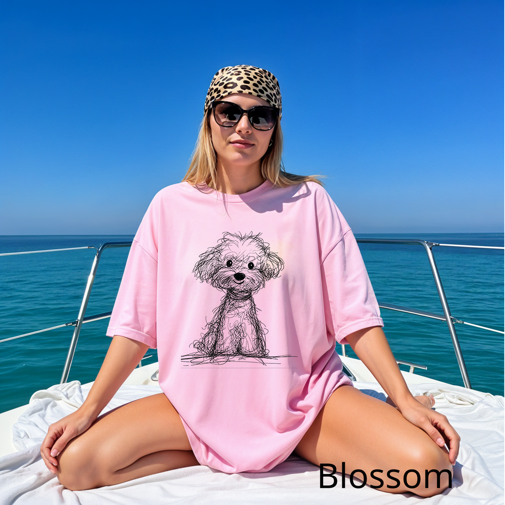 Cute Poodle Sketch T-Shirt, Dog Lover Gift Tee, Minimalist Puppy Art Shirt