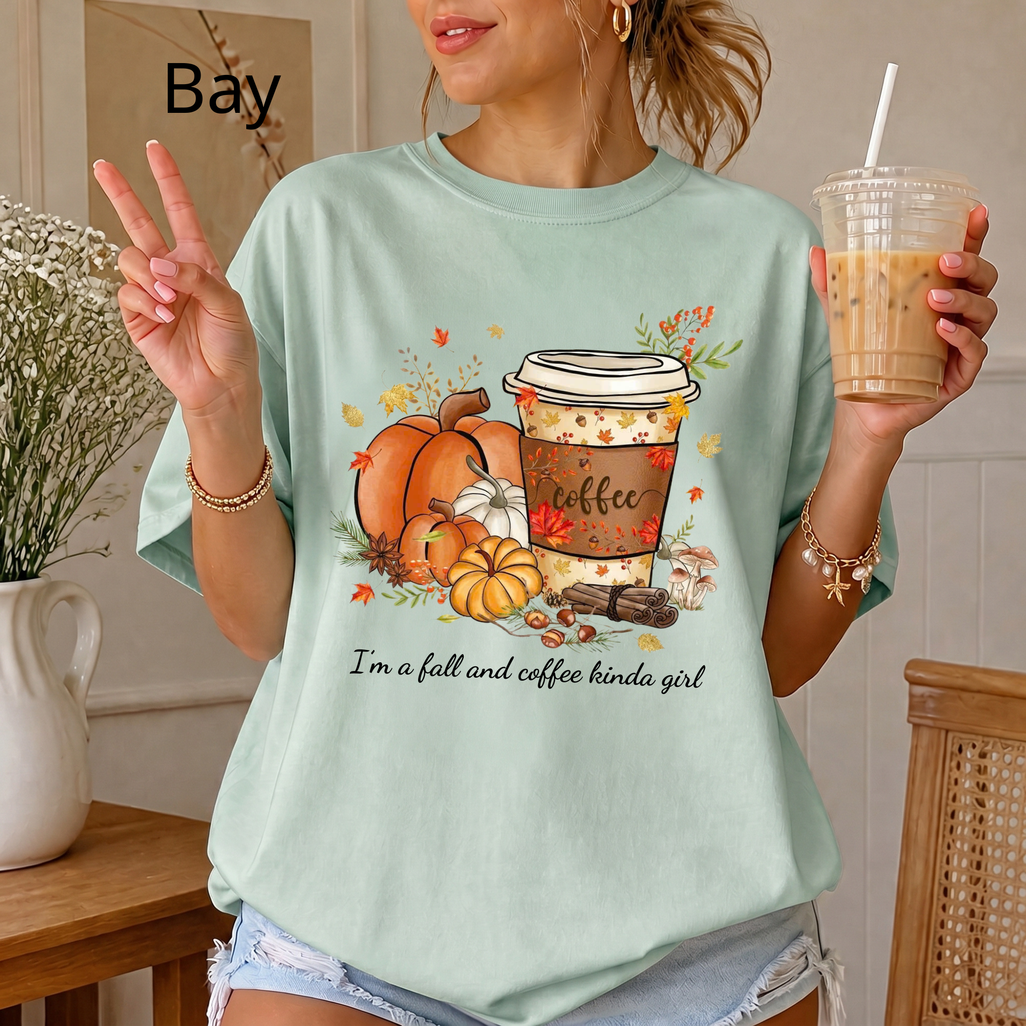 Fall Coffee Lover Shirt, Autumn Pumpkin Spice Graphic Tee, Cute Fall Aesthetic Sweatshirt, Coffee Season Gift