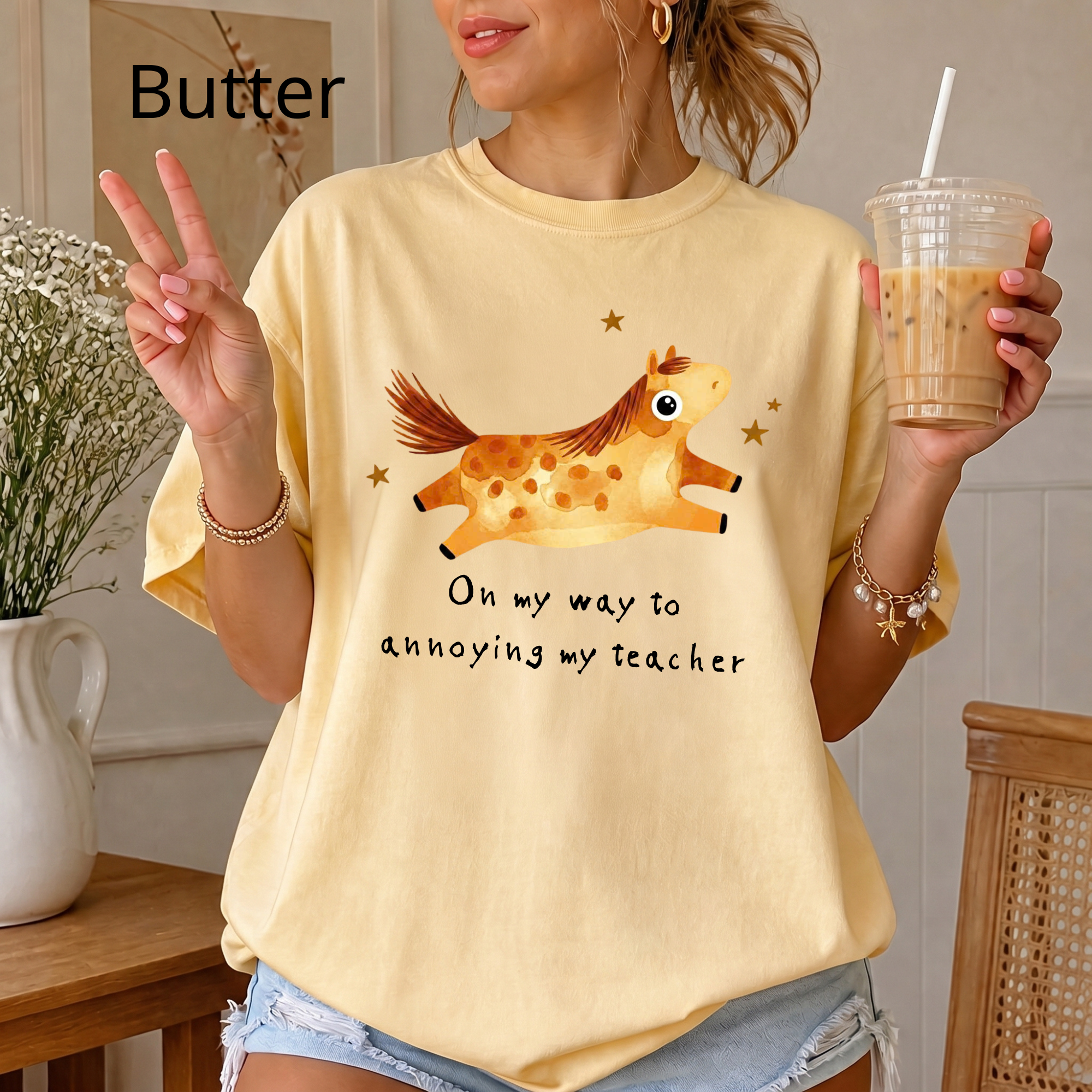 Custom "On My Way To Annoying my husband" Comfort Colors T-Shirt, Funny Horse Graphic Tee, Cute Animal Lover Gift