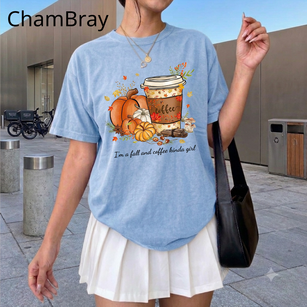 Fall Coffee Lover Shirt, Autumn Pumpkin Spice Graphic Tee, Cute Fall Aesthetic Sweatshirt, Coffee Season Gift