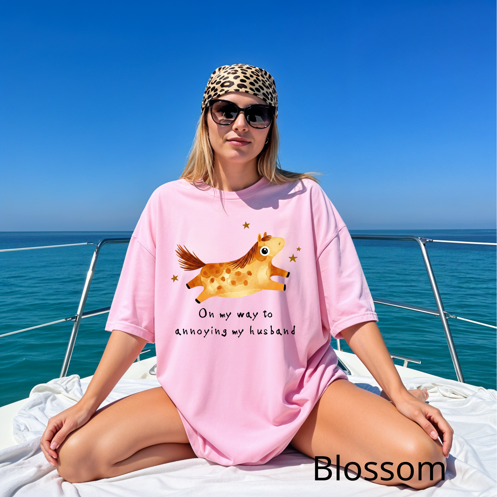 Custom "On My Way To Annoying my husband" Comfort Colors T-Shirt, Funny Horse Graphic Tee, Cute Animal Lover Gift