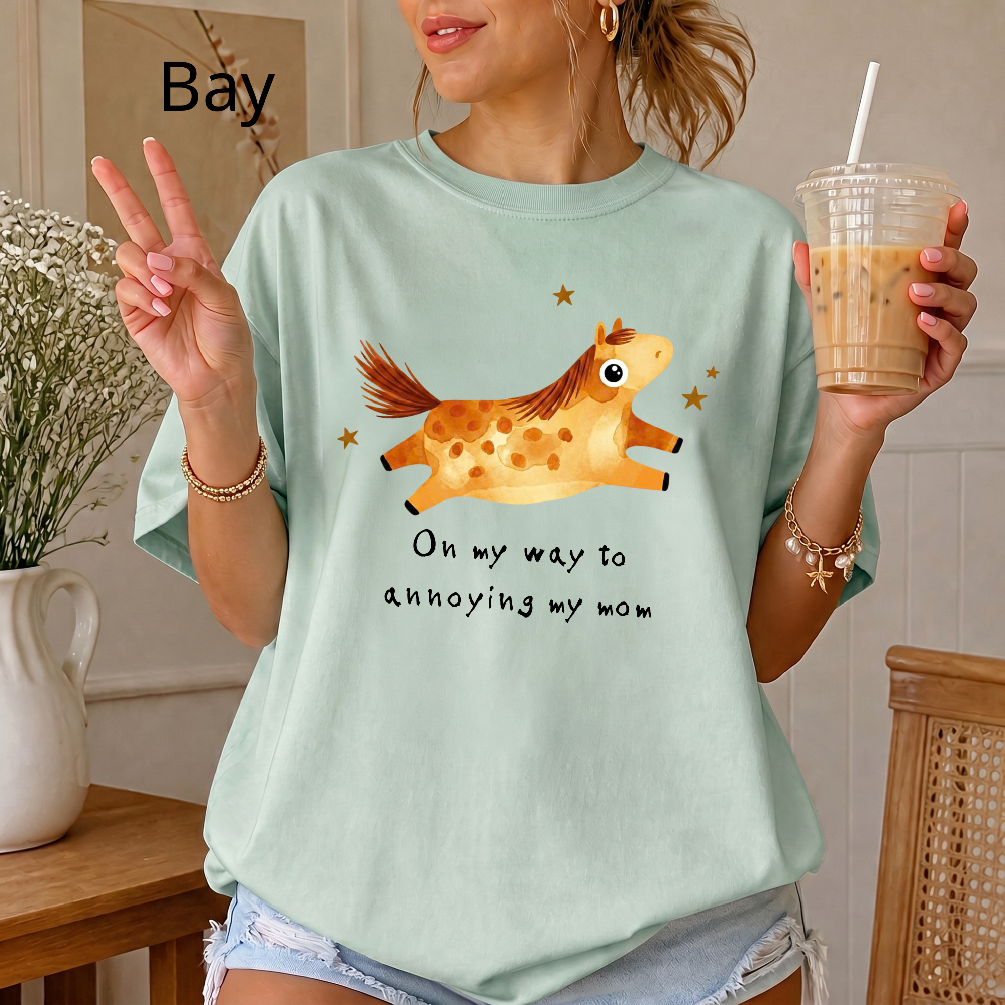 Custom "On My Way To Annoying my husband" Comfort Colors T-Shirt, Funny Horse Graphic Tee, Cute Animal Lover Gift