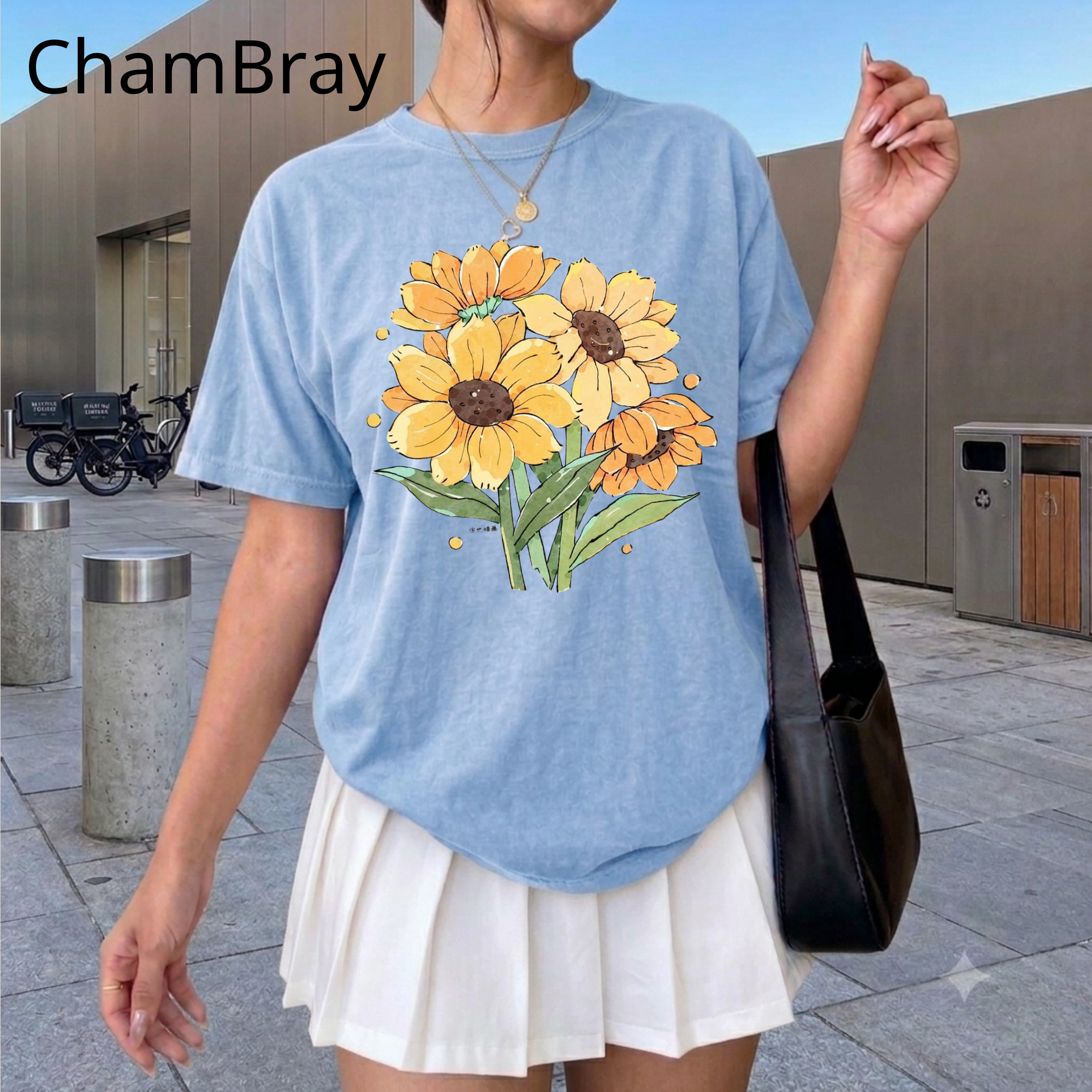 Vintage Sunflower Bouquet T-Shirt, Botanical Nature Lover T-Shirt, Cute Summer Nature Shirt