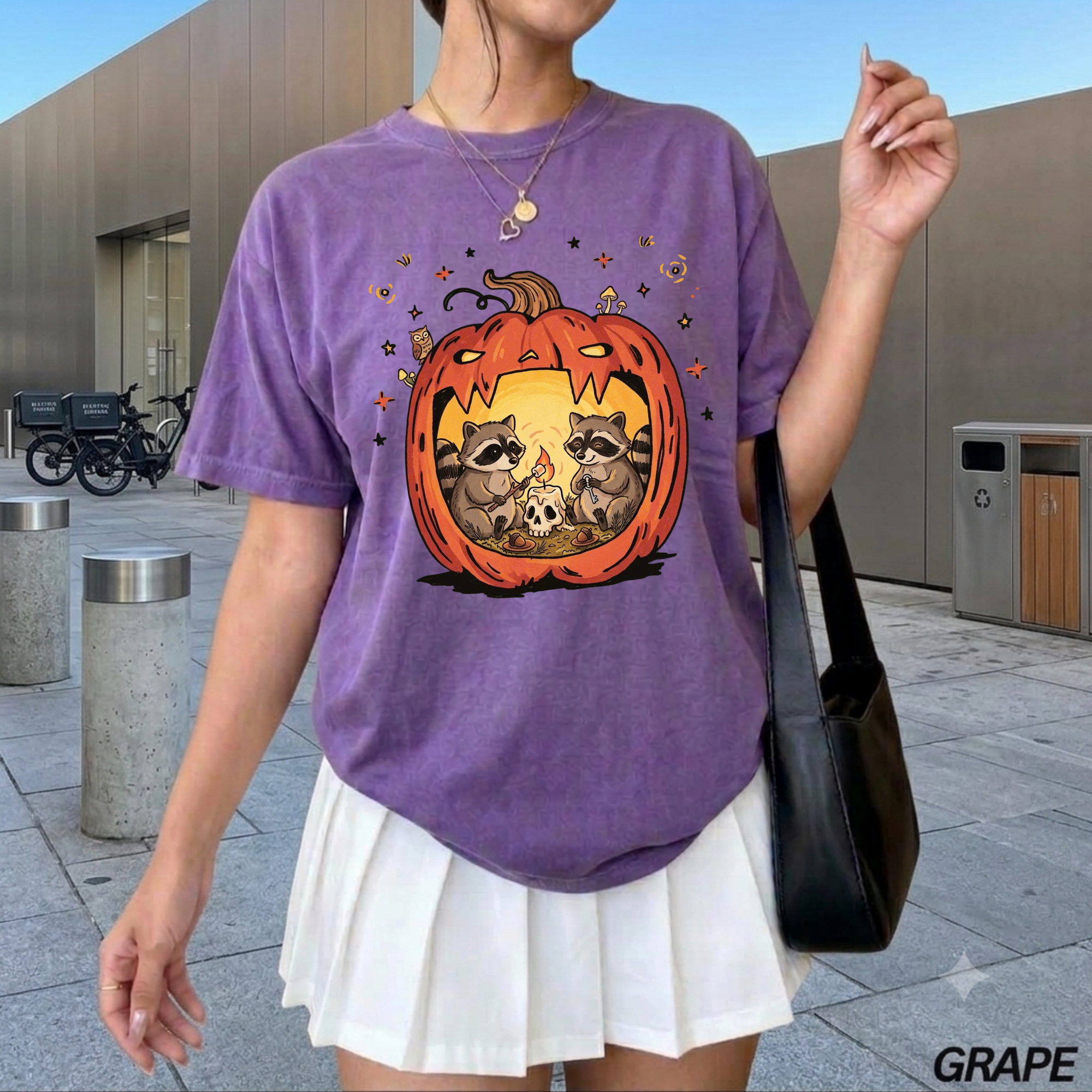 Raccoon Pumpkin Halloween Shirt, Spooky Season Comfort Colors T-Shirt, Cute Autumn Animal Graphic Tee