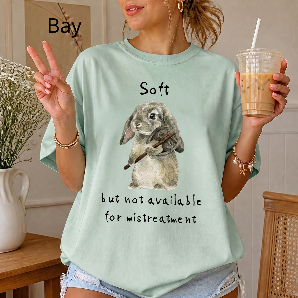 Soft But Not Available For Mistreatment Shirt — Funny Bunny Axe Graphic Tee | Funny Shirt